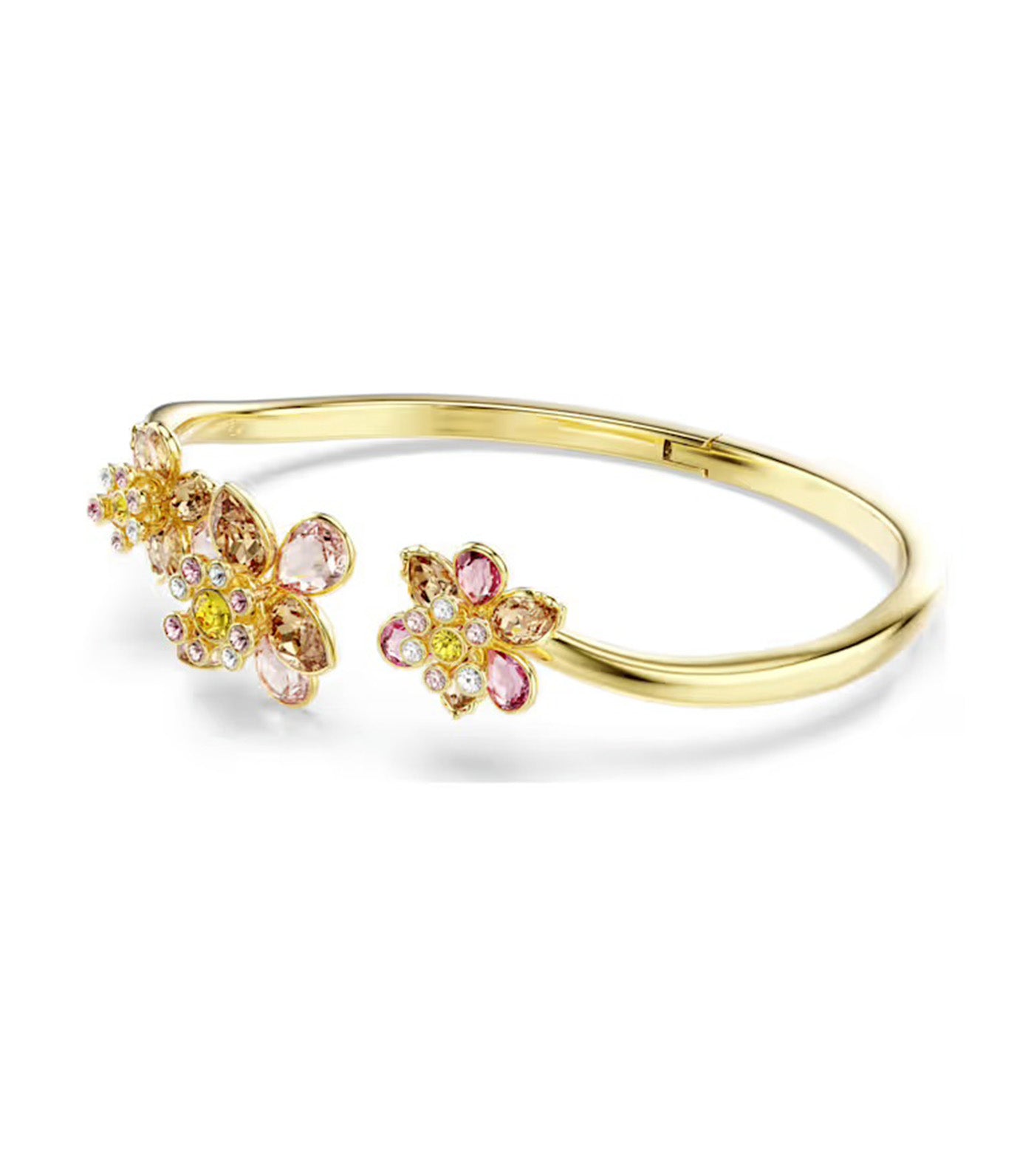 Idyllia Bangle, Mixed Cuts, Flower, Multicolored, Gold-Tone Plated