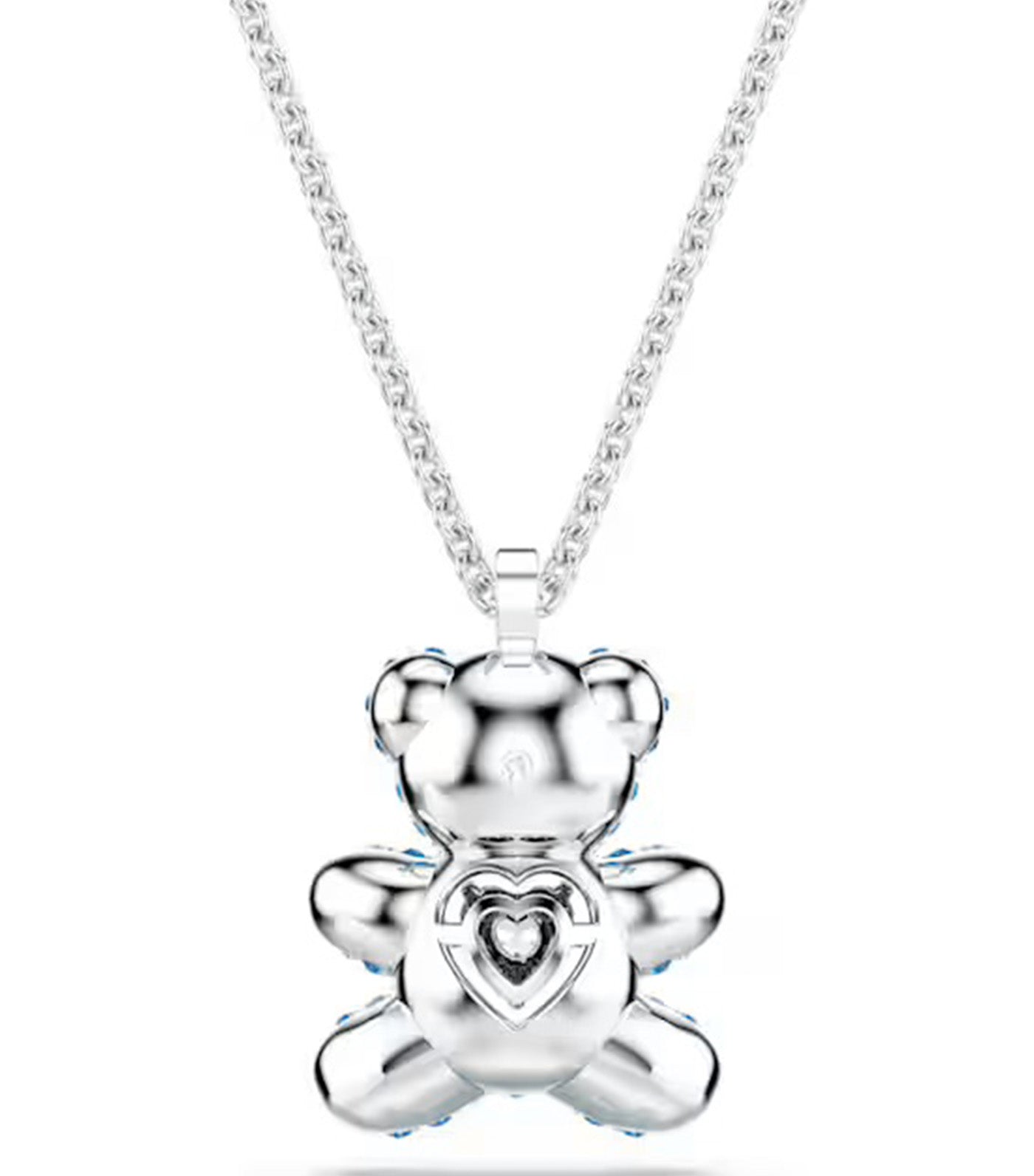 Teddy Pendant, Bear, Blue, Rhodium Plated