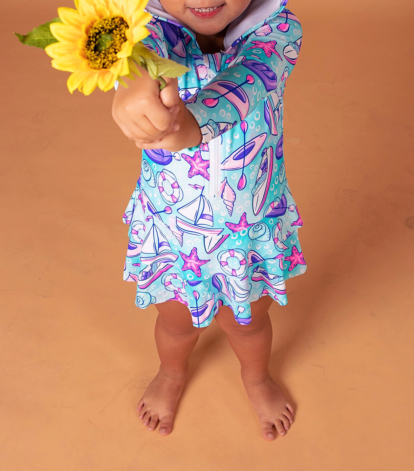 Little Paddler Sailie Hooded Long Sleeves Rashguard Purple Star