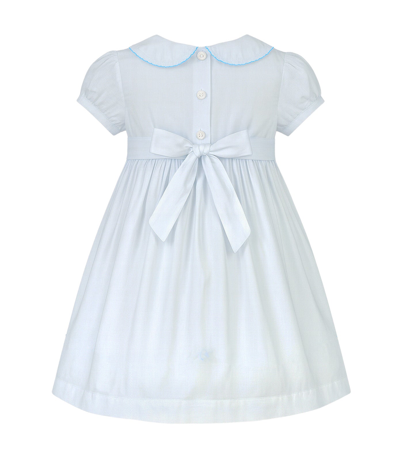 Periwinkle Neve Baby Girls Smocked Dress with Embroidery Light Blue