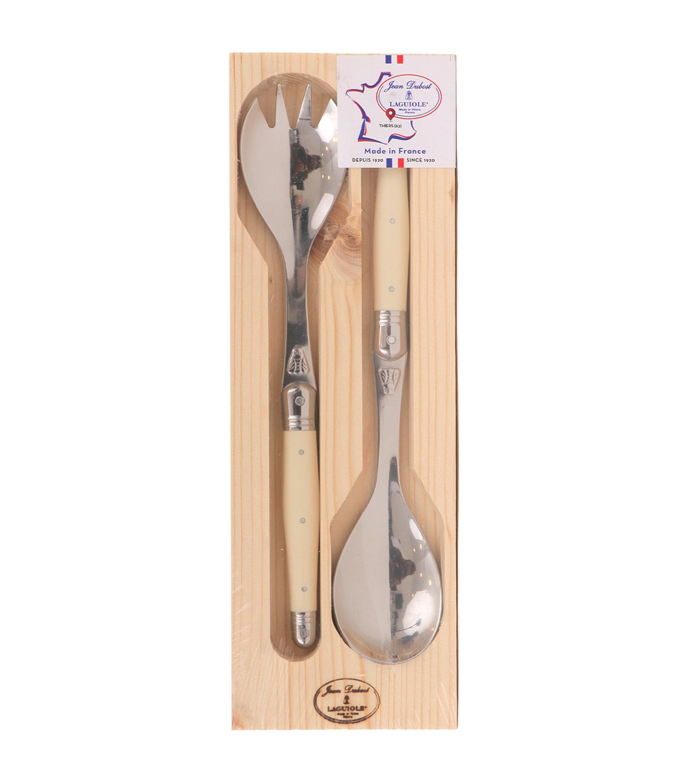 2-Piece Laguiole Salad Set With ABS Handle And Open Wood Box