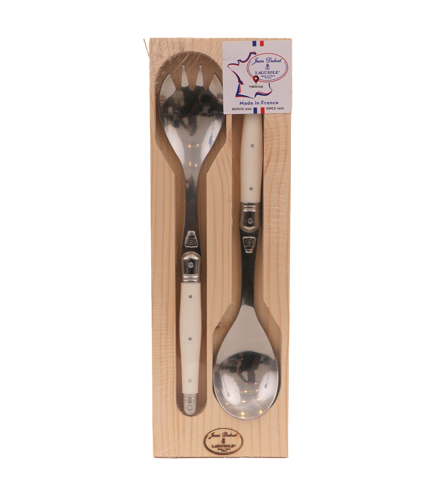 2-Piece Laguiole Salad Set With ABS Handle And Open Wood Box