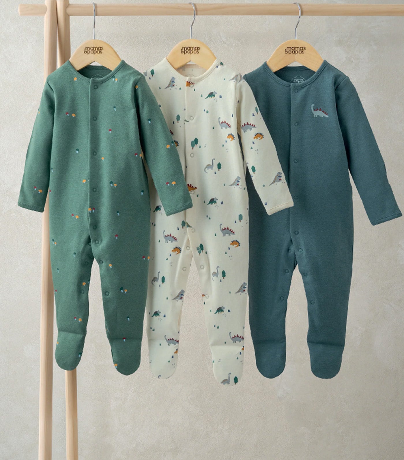 Dinosaur Sleepsuits - Set of 3