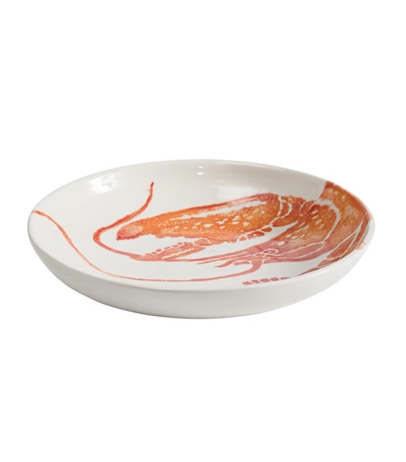 Ceramiche Fabbro Mediterraneo (Sea Collection) Red Lobster Potter's Wheel Low Dinner Bowl Set of 4