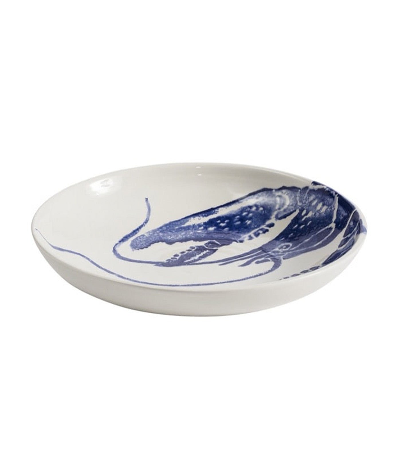 Ceramiche Fabbro Mediterraneo (Sea Collection) Blue Lobster Potter's Wheel Low Dinner Bowl Set of 4