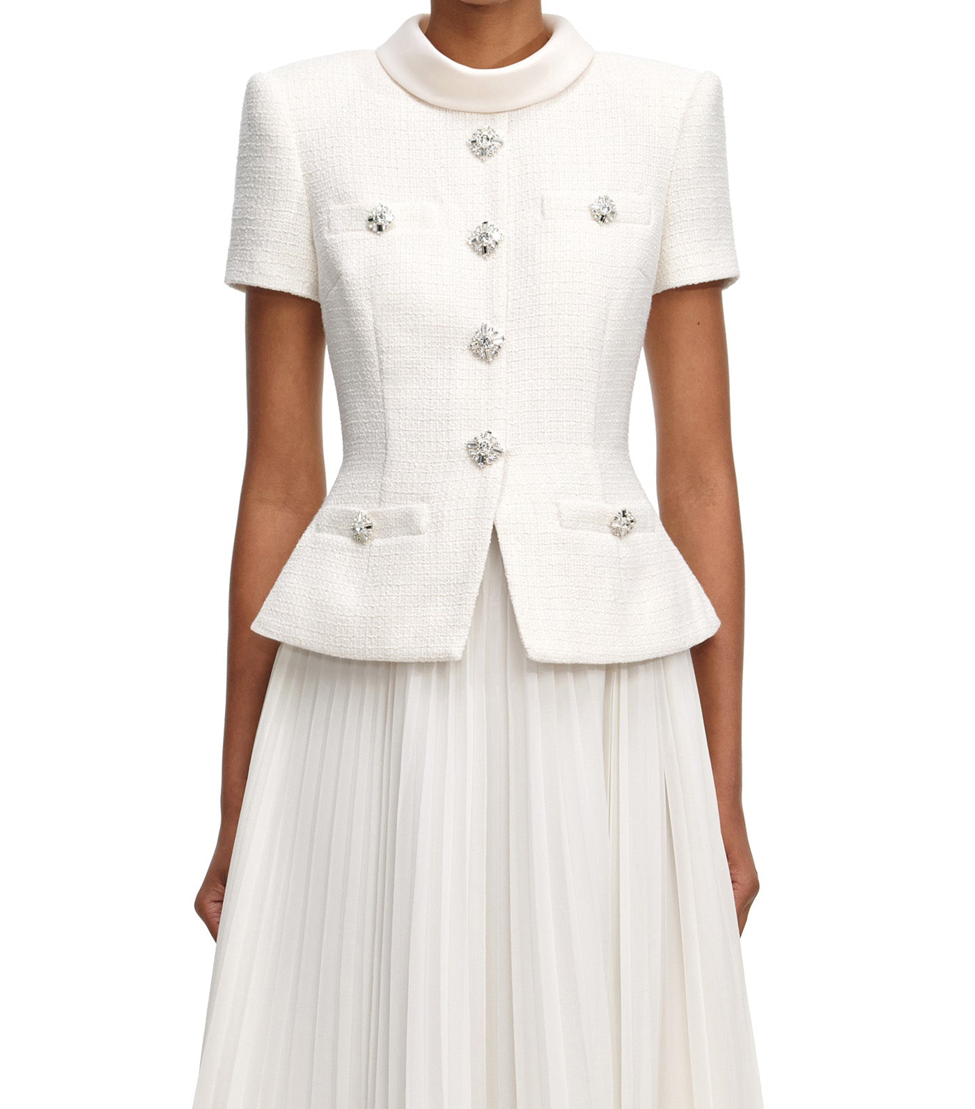 Self-Portrait Boucle Collared Midi Dress Cream