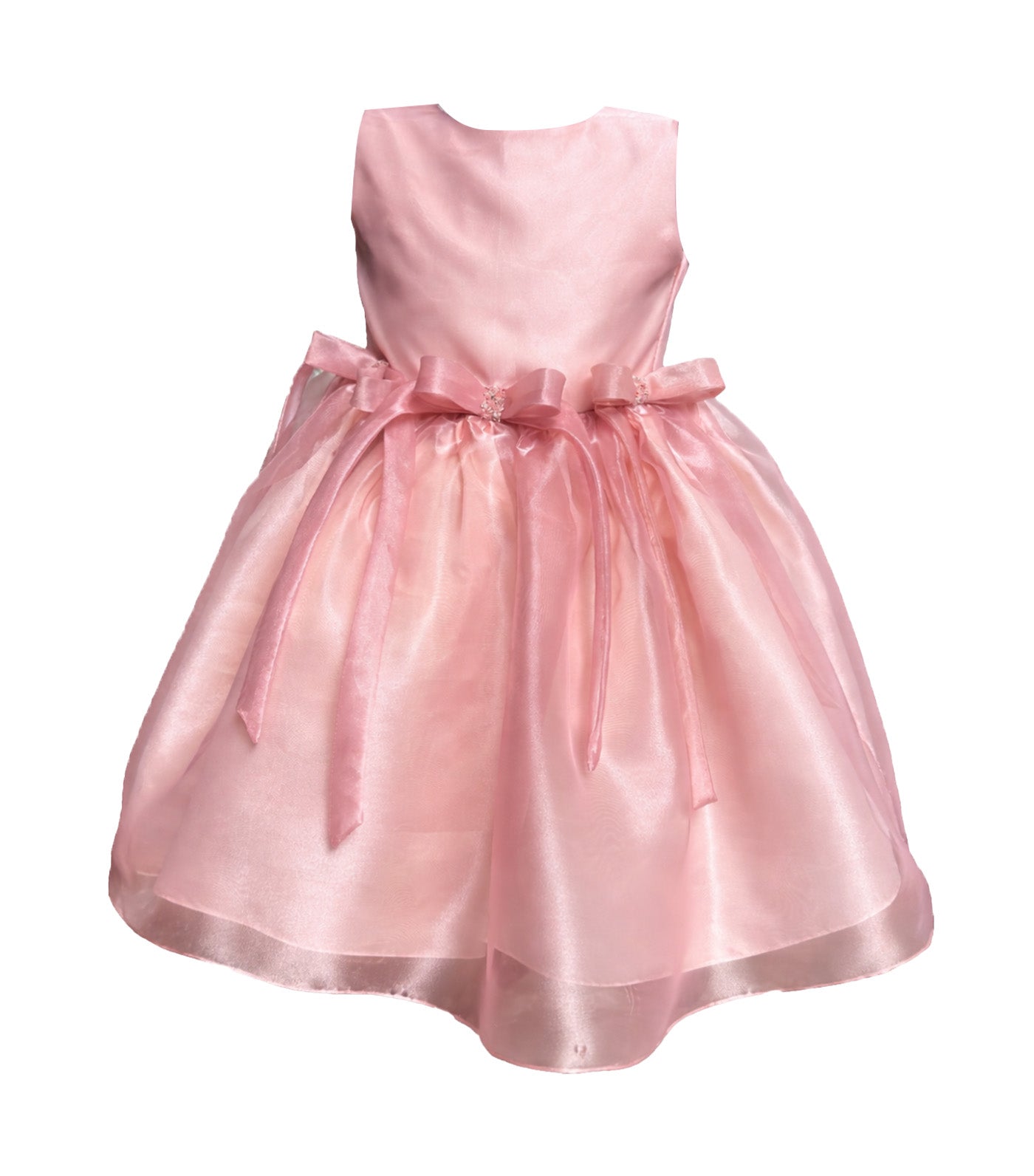 Nicole Organza Dress with Beaded Bows Pink