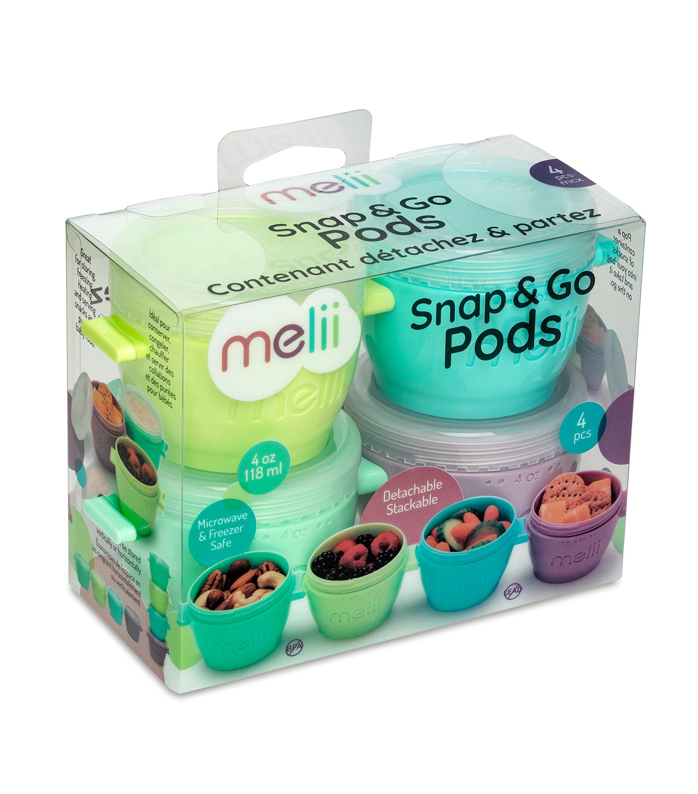 Melii Snap & Go Pods 4-Piece Set 4oz