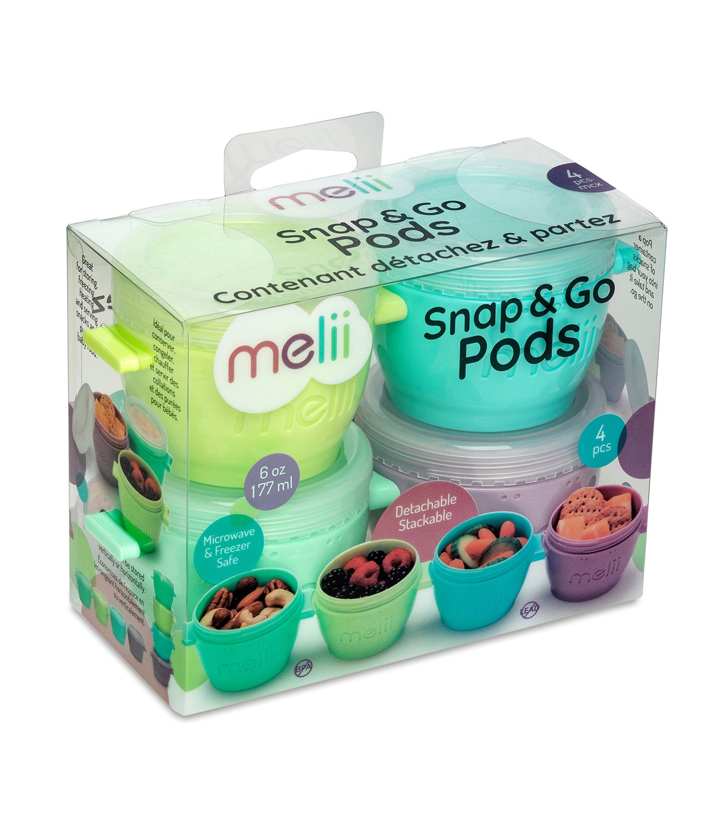 Melii Snap & Go Pods 4-Piece Set 6oz