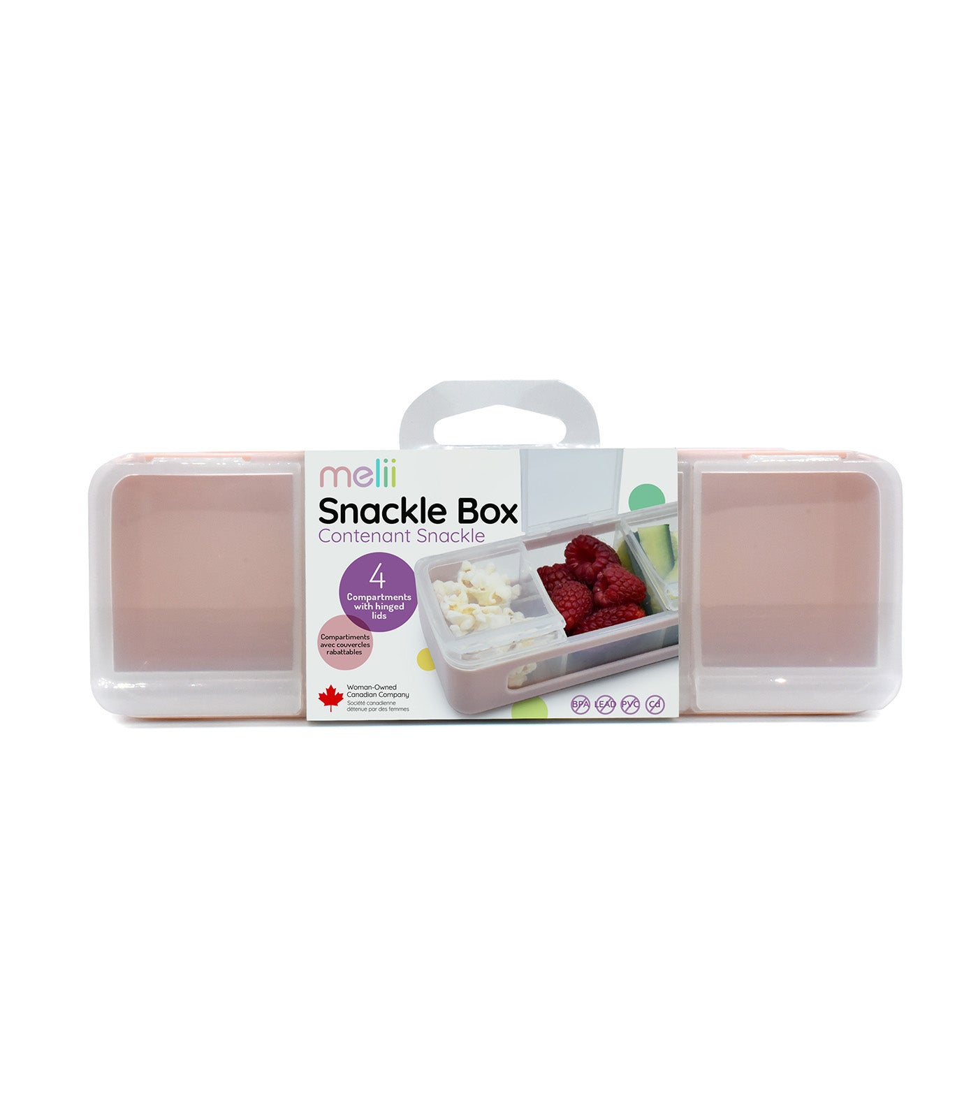 Melii Snackle Box - 4 Compartment Pink