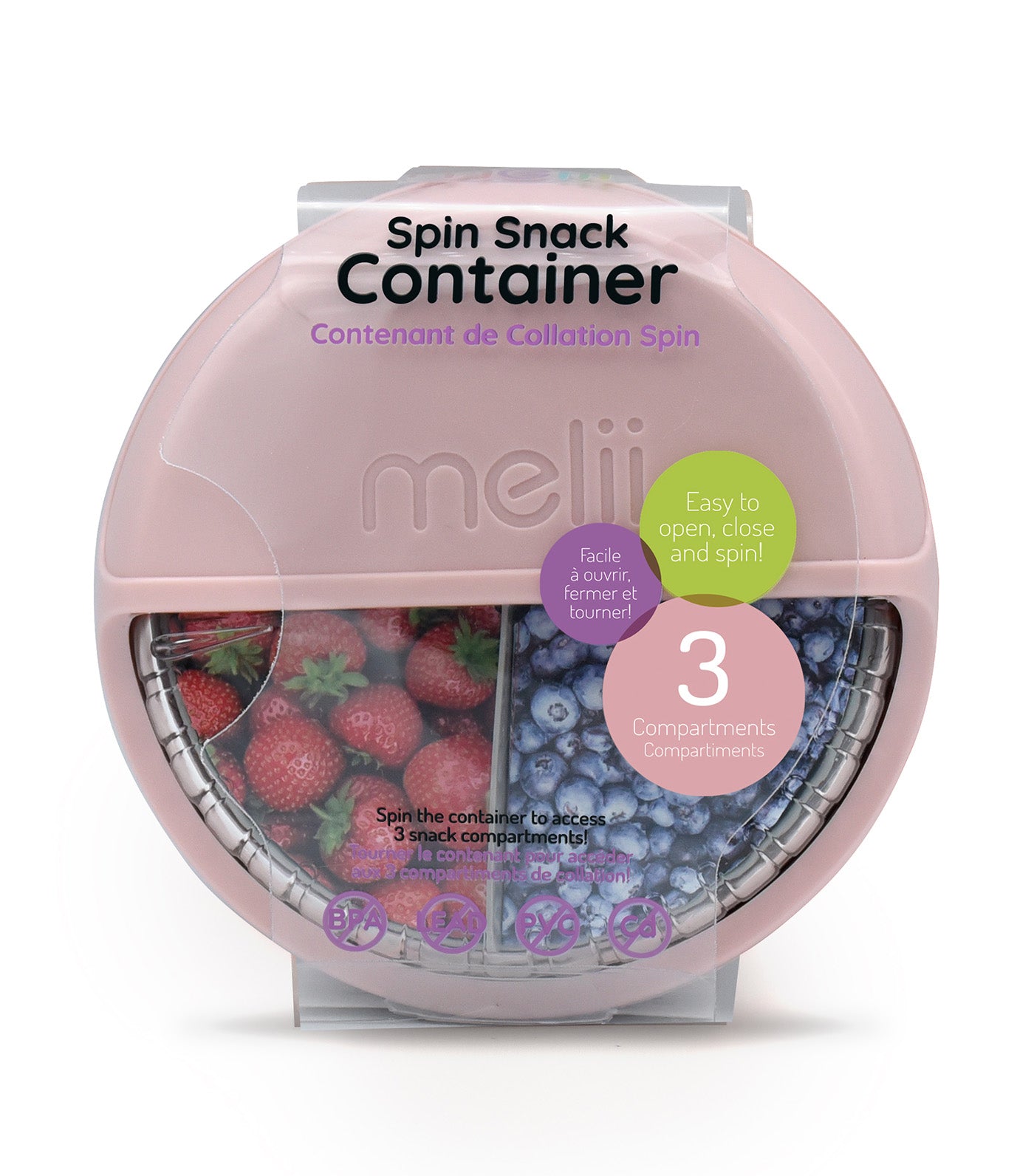 Melii Spin Snack Container Pink