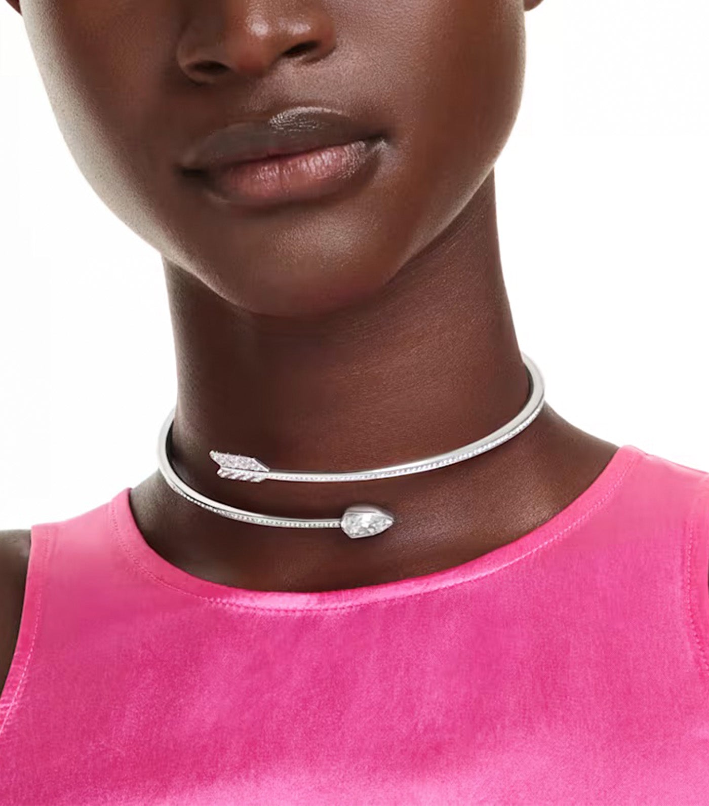 Idyllia Choker Mixed Cuts, Arrow, Rhodium Plated, White
