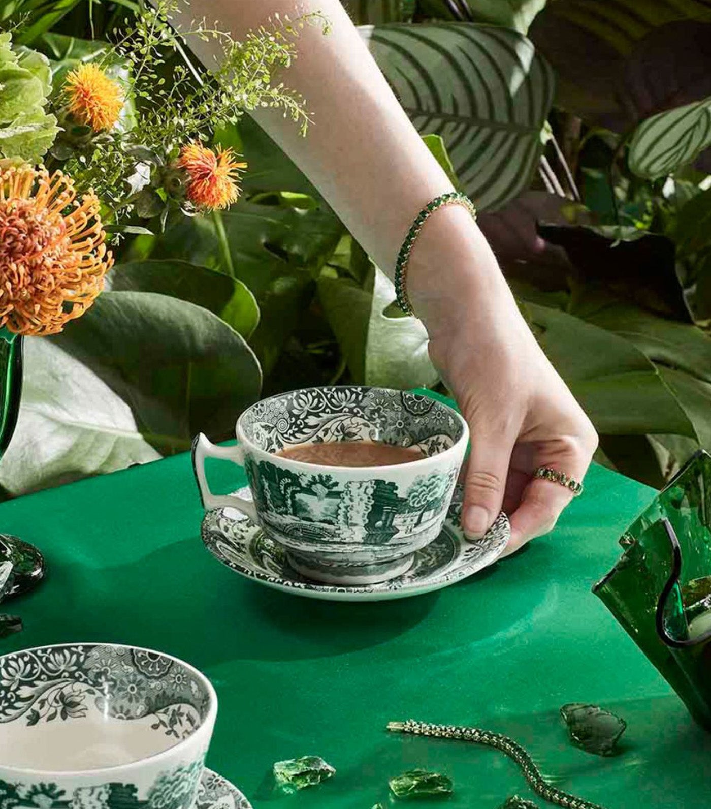 Spode Heritage Green Italian Collection Coffee Cup & Saucer Set of 4