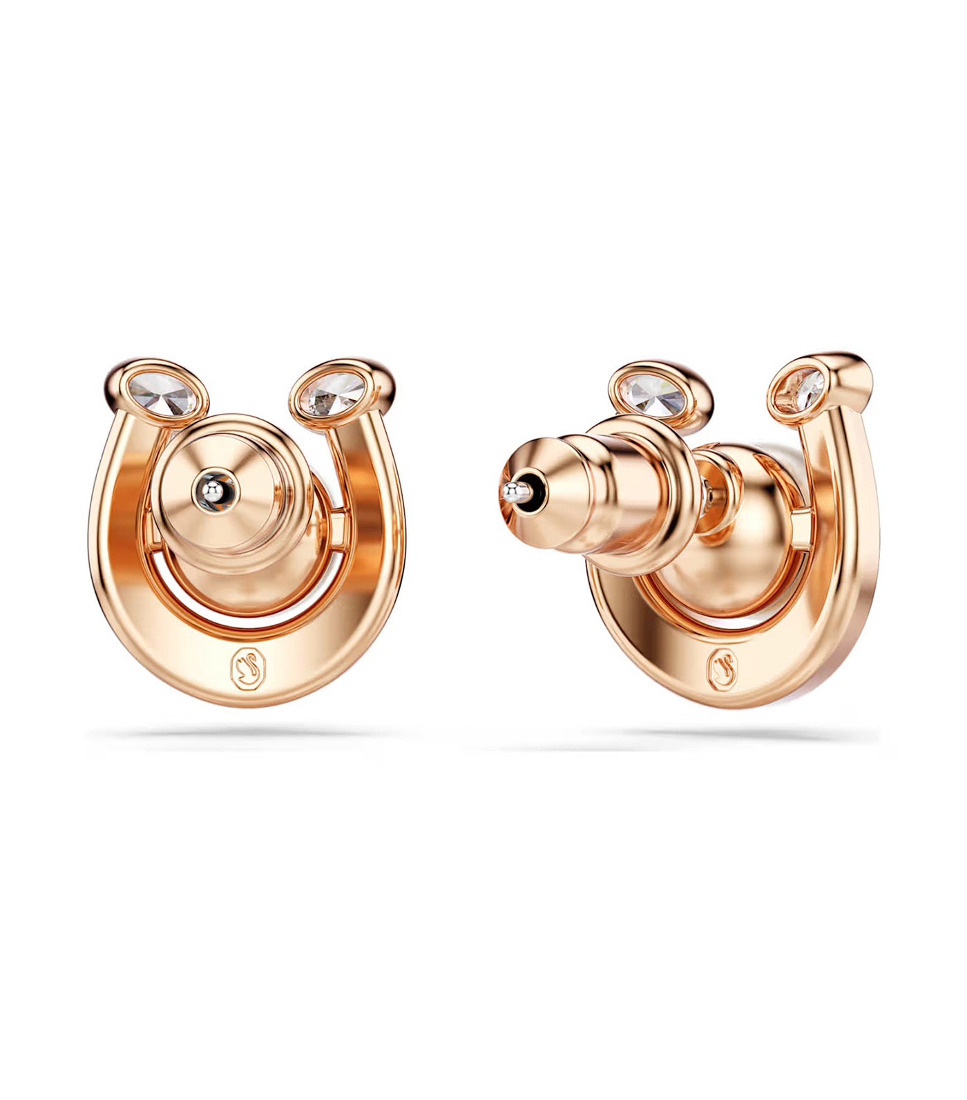 Symbolica Stud Earrings Crystal Pearl, Pavé, Horse Shoe, Rose Gold-Tone Plated, White