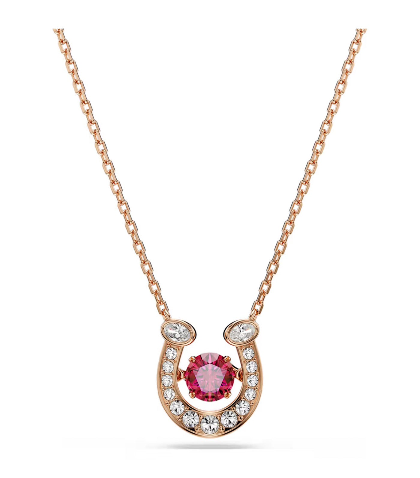 Symbolica Pendant Round Cut, Pavé, Horse Shoe, Rose Gold-Tone Plated, Red