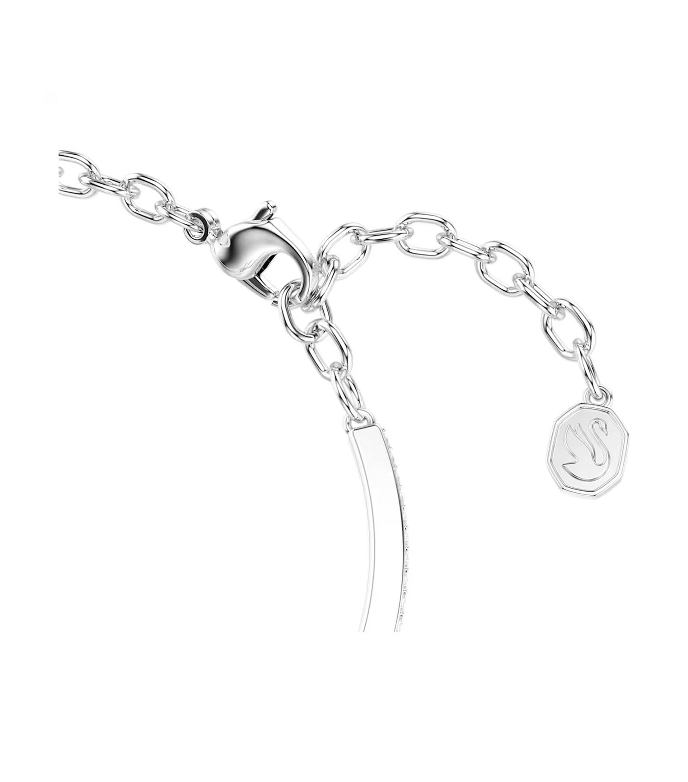 Symbolica Bangle Round Cut, Pavé, Horse Shoe, Rhodium Plated, Blue