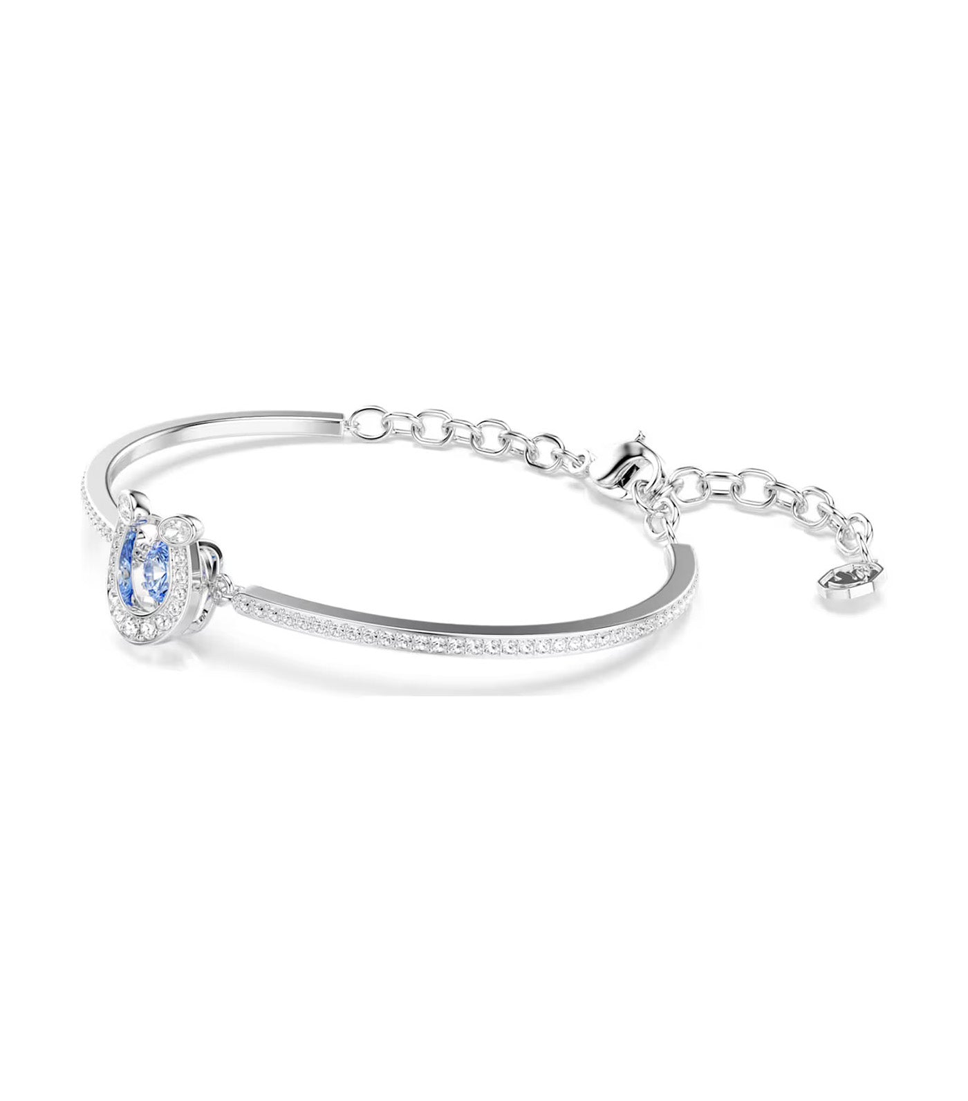 Symbolica Bangle Round Cut, Pavé, Horse Shoe, Rhodium Plated, Blue