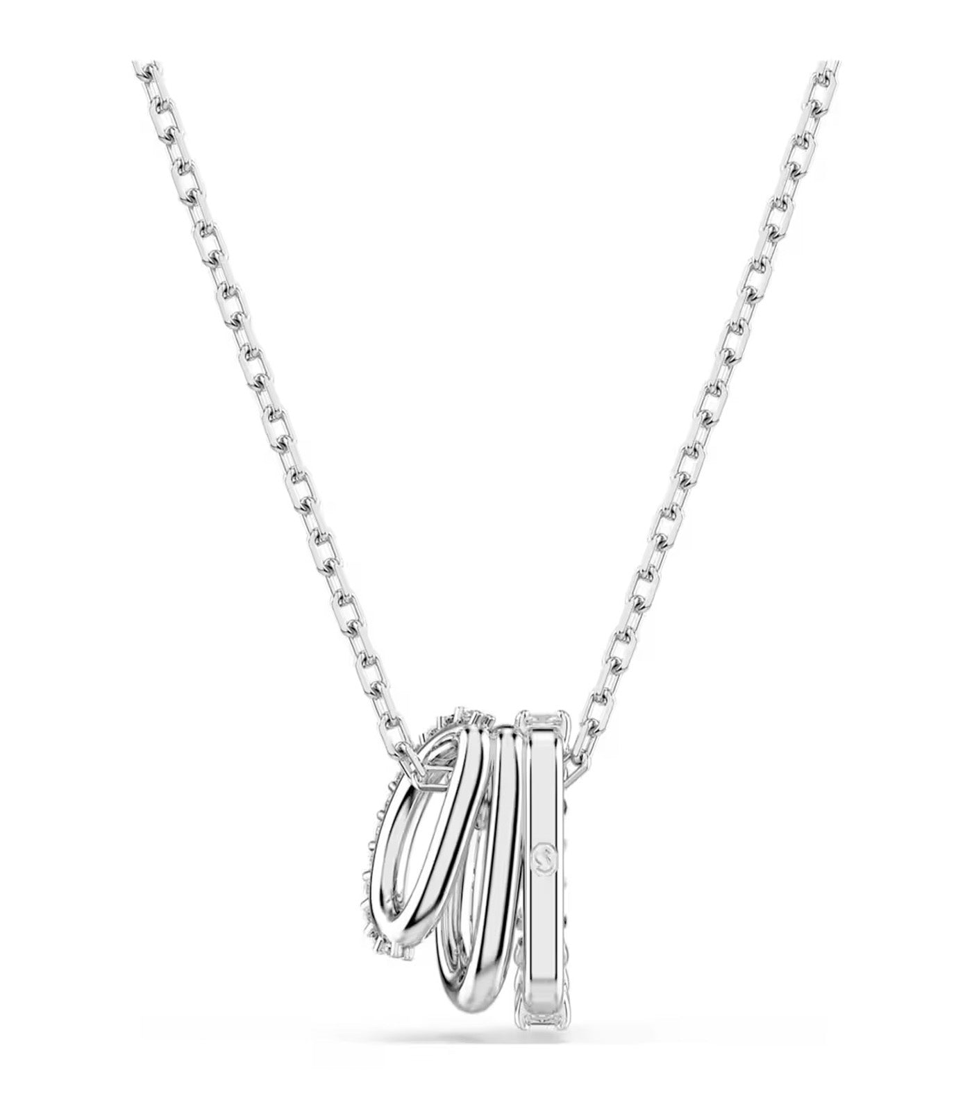 Hyperbola Pendant Round Cut, Rhodium Plated, White