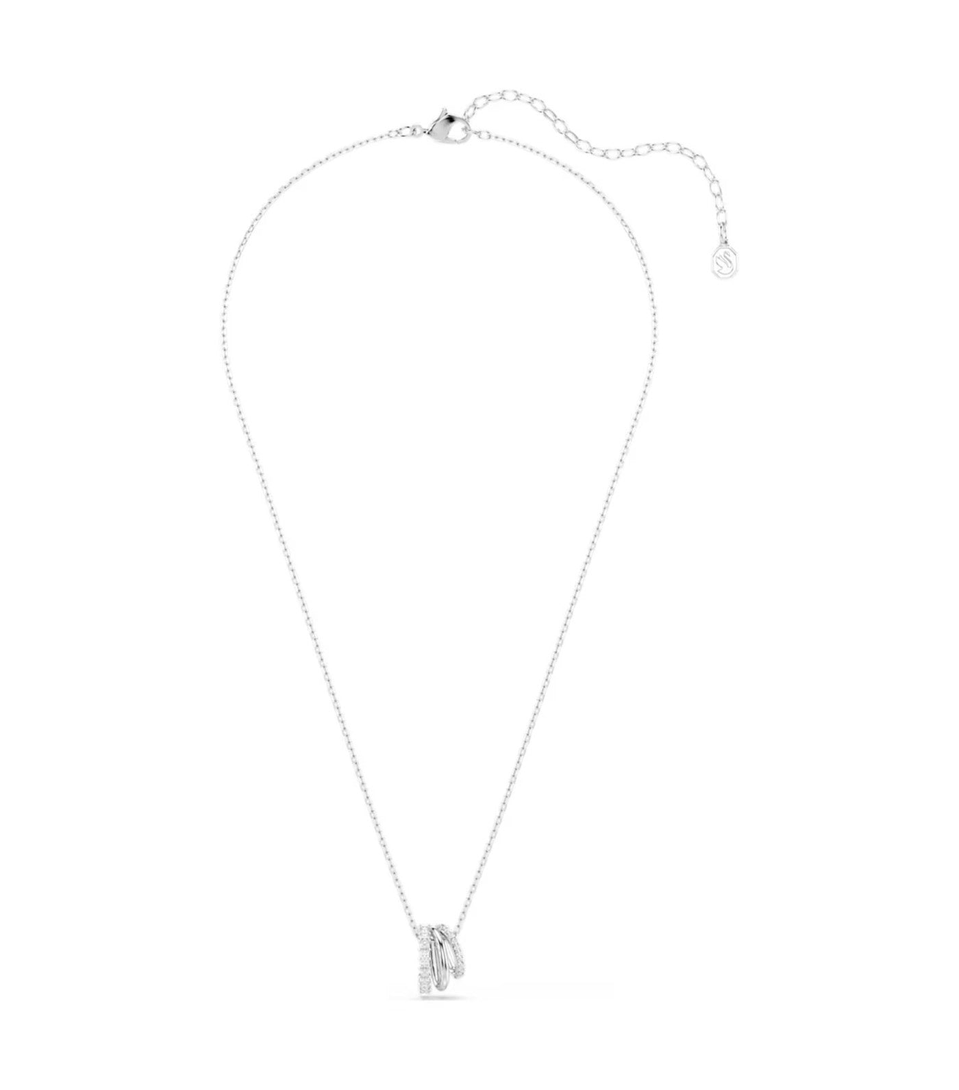 Hyperbola Pendant Round Cut, Rhodium Plated, White