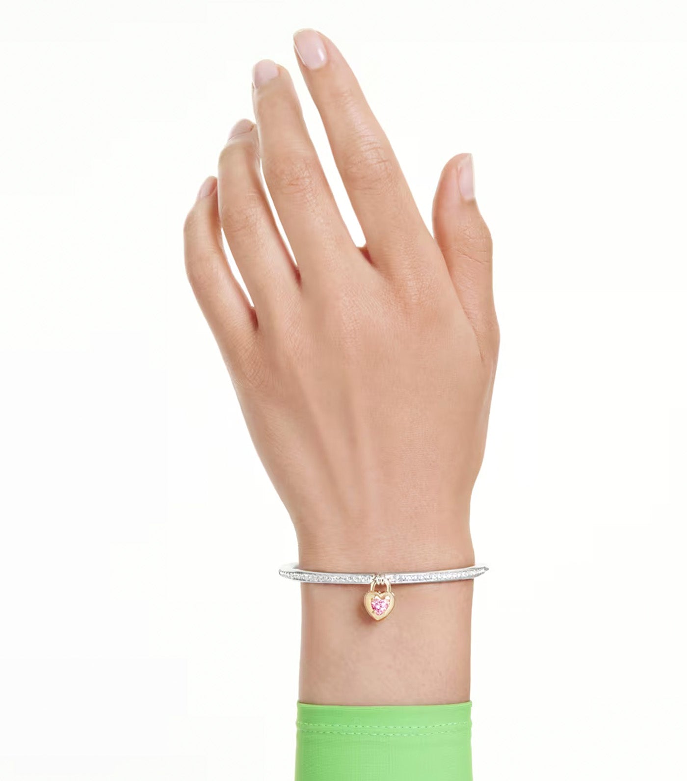 Swarovski Idyllia Bangle Mixed Cuts, Heart, Mixed Metal Finish, Pink