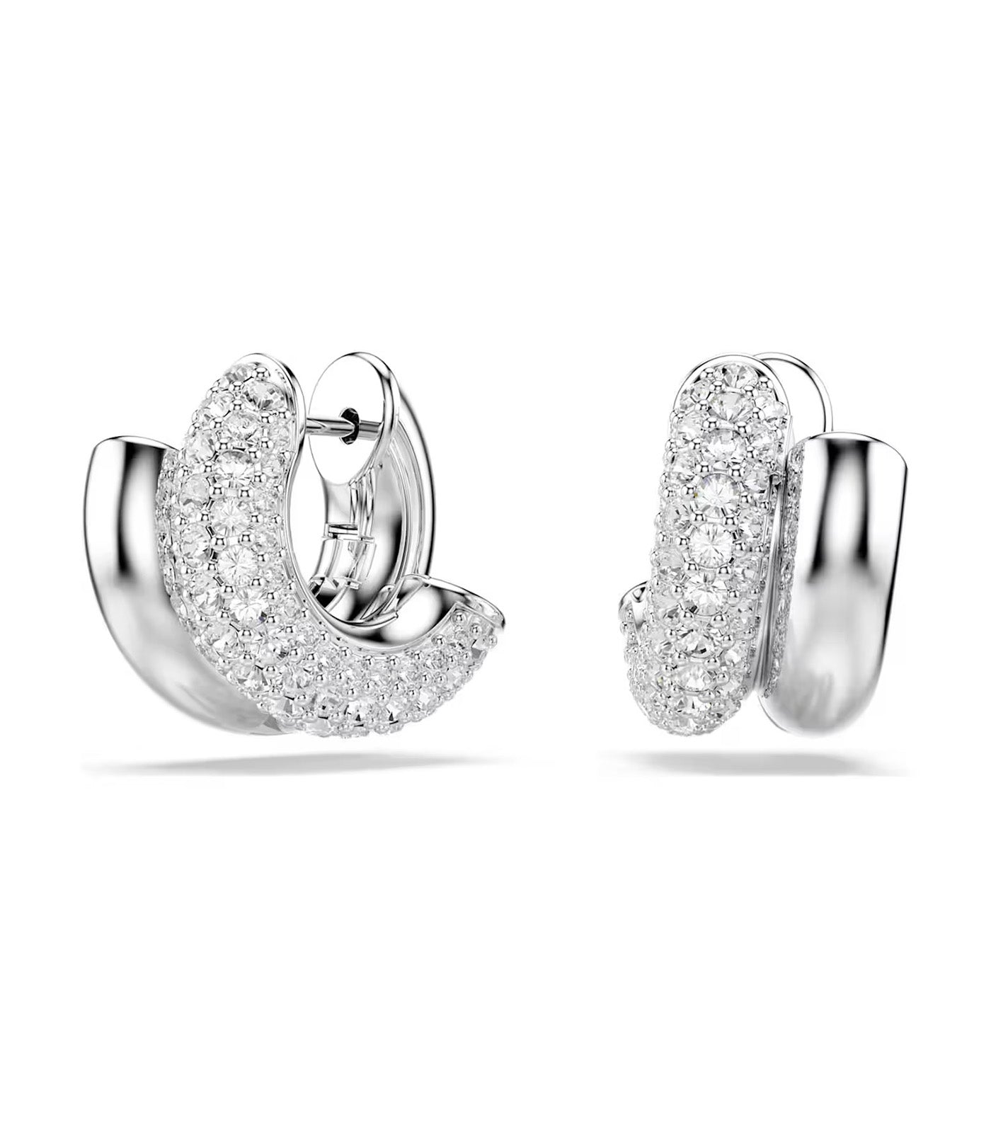 Dextera Hoop Earrings Round Cut, Mini, White