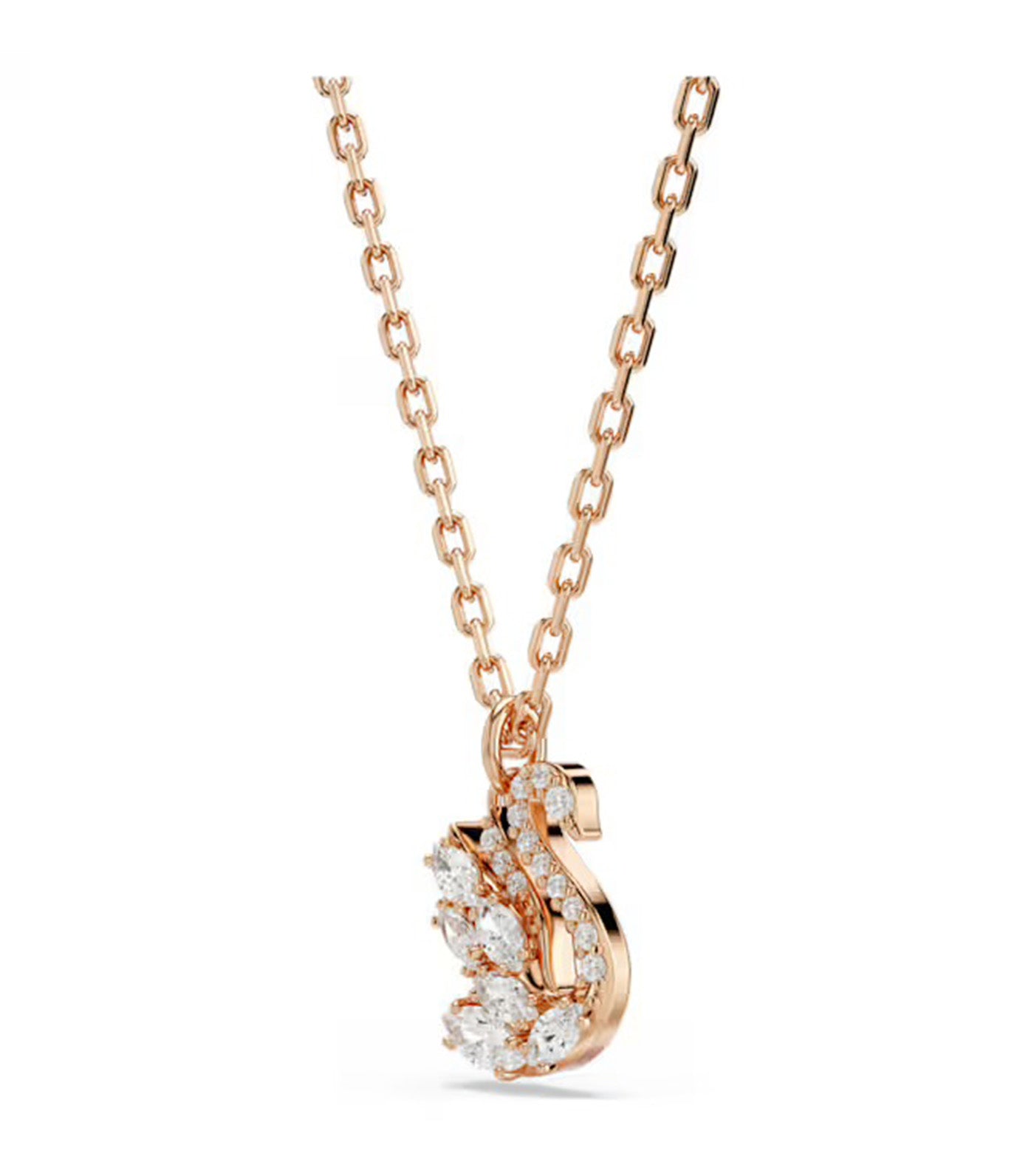 Swan Pendant Mixed Cuts, Swan, Rose Gold-Tone Plated, White