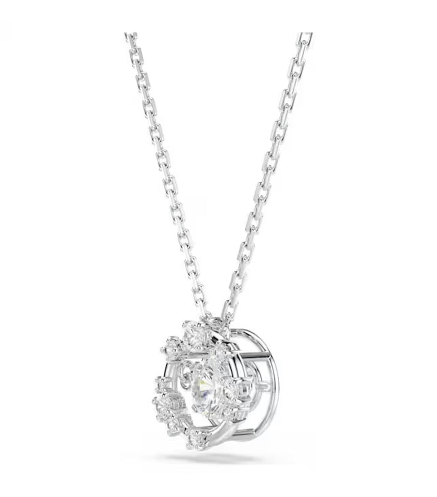 Constella Pendant Round Cut, Dancing Stone, Rhodium Plated, White