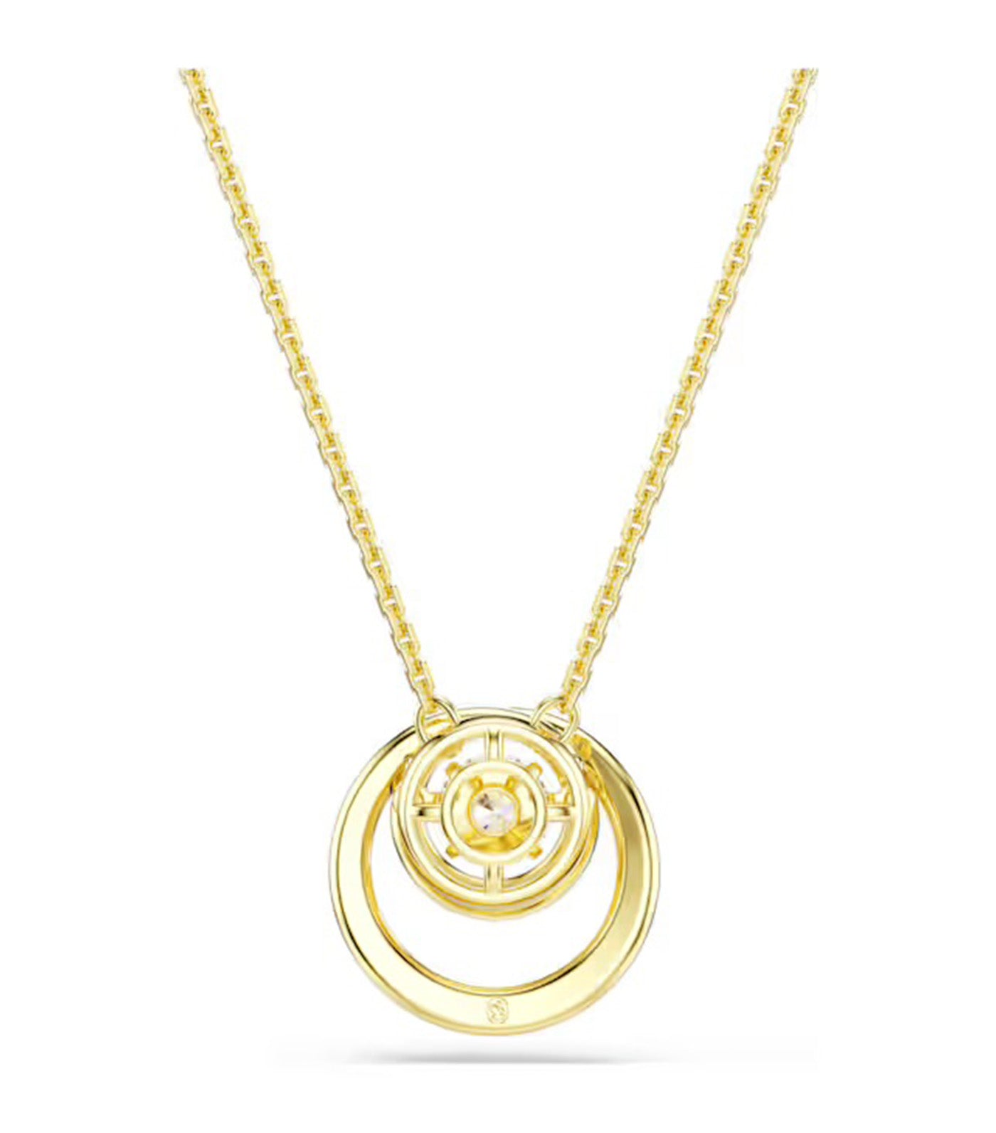 Hyperbola Pendant Round Cut, Gold-Tone Plated, White