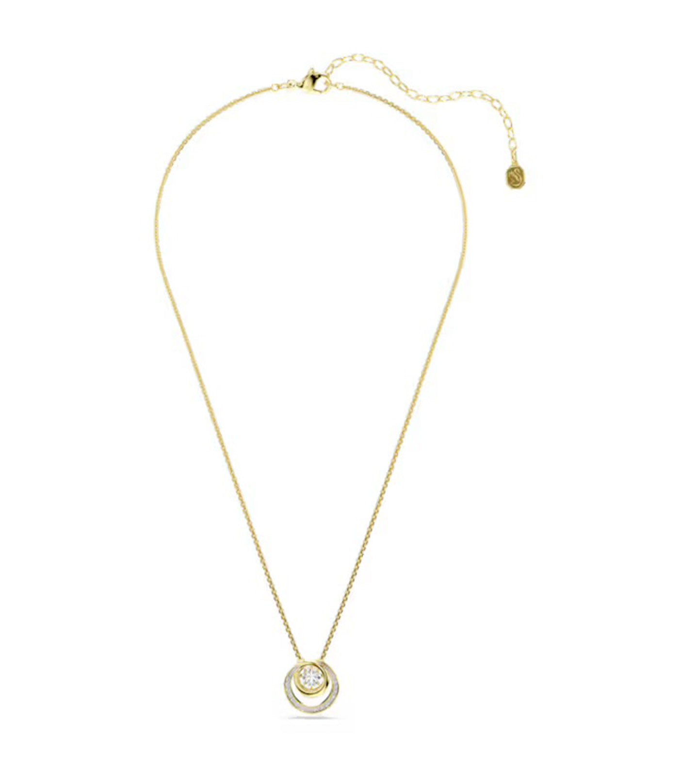 Hyperbola Pendant Round Cut, Gold-Tone Plated, White