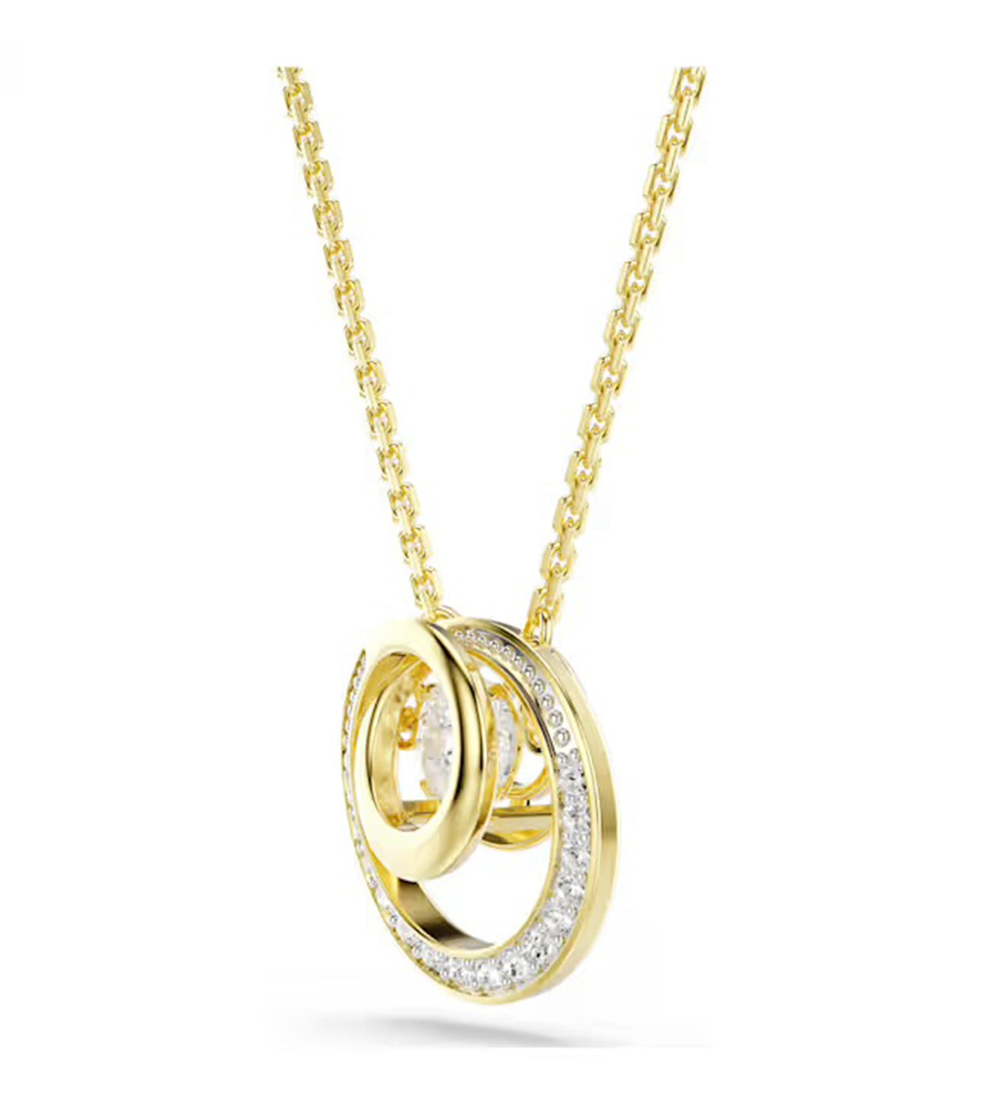 Hyperbola Pendant Round Cut, Gold-Tone Plated, White