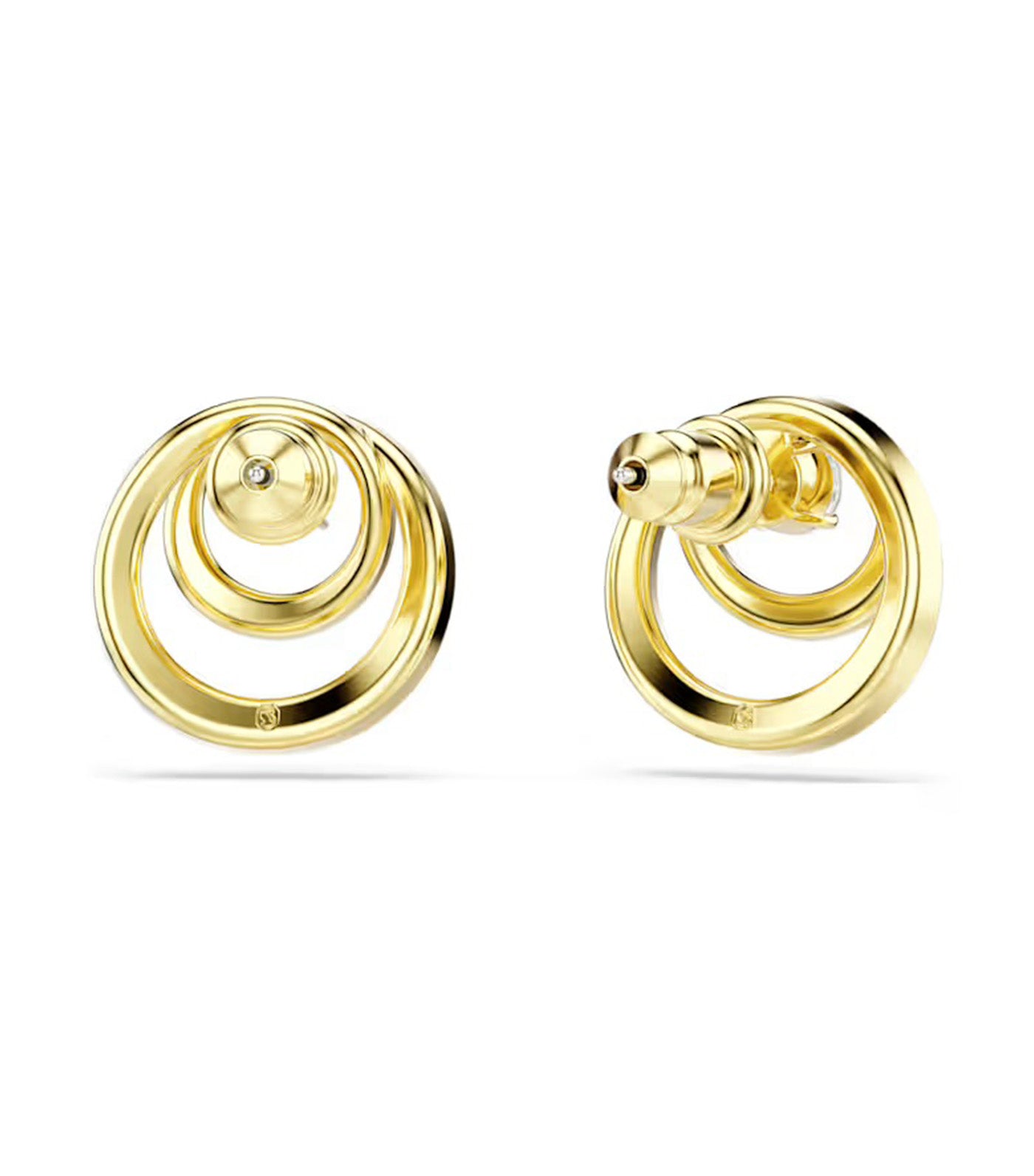 Hyperbola Stud Earrings Round Cut, Gold-Tone Plated, White