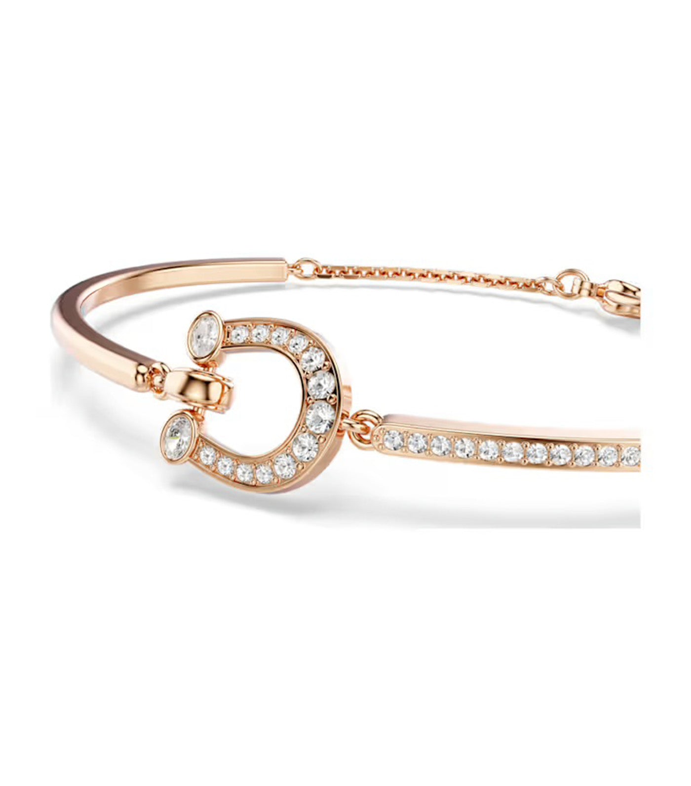 Symbolica Bangle Pavé, Horse Shoe, Rose Gold-Tone Plated, White
