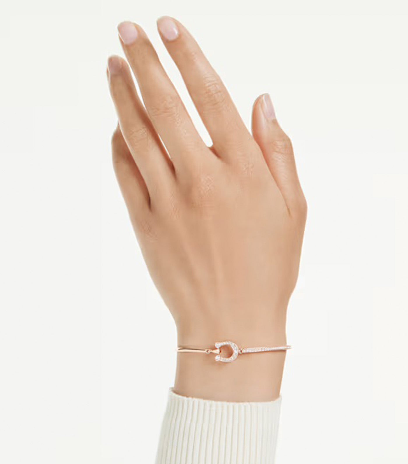 Symbolica Bangle Pavé, Horse Shoe, Rose Gold-Tone Plated, White