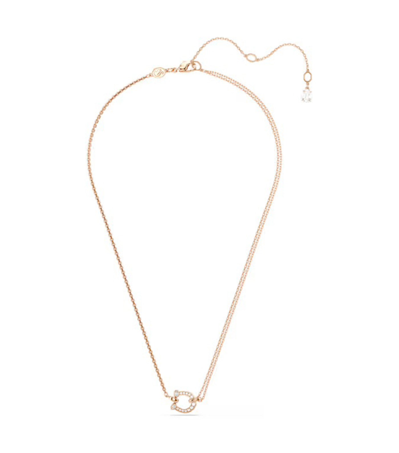 Symbolica Pendant Pavé, Horse Shoe, Rose Gold-Tone plated, White