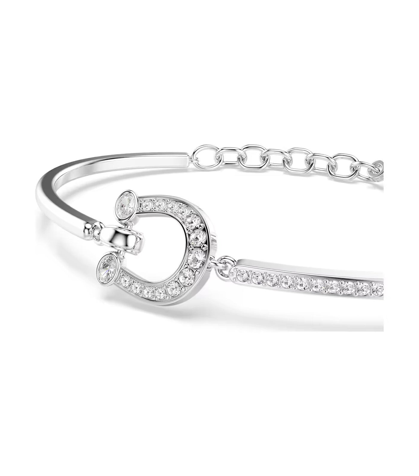 Symbolica Bracelet Pavé, Horse Shoe, Rhodium Plated, White