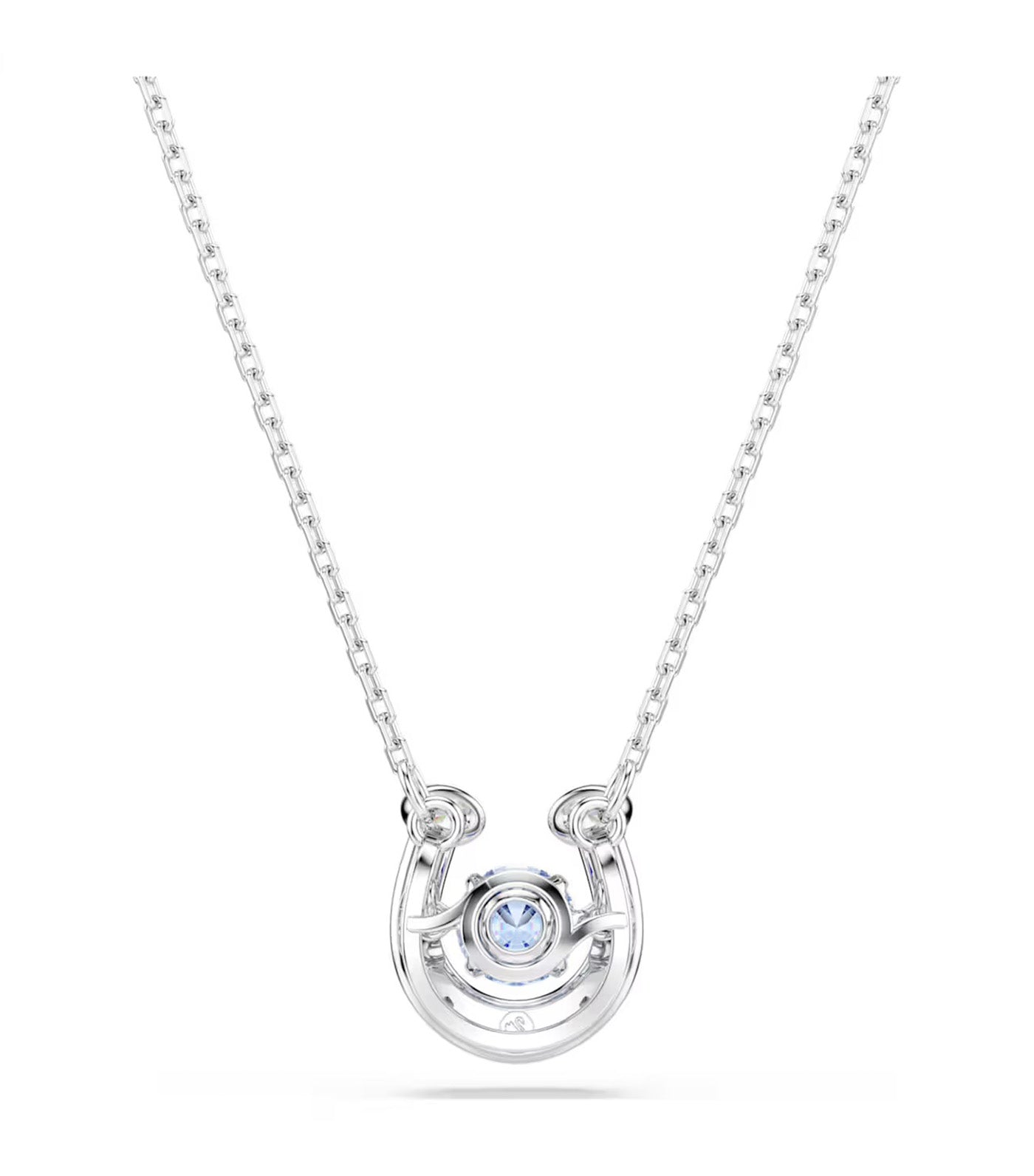 Symbolica Pendant Round Cut, Pavé, Horse Shoe, Rhodium Plated, Blue