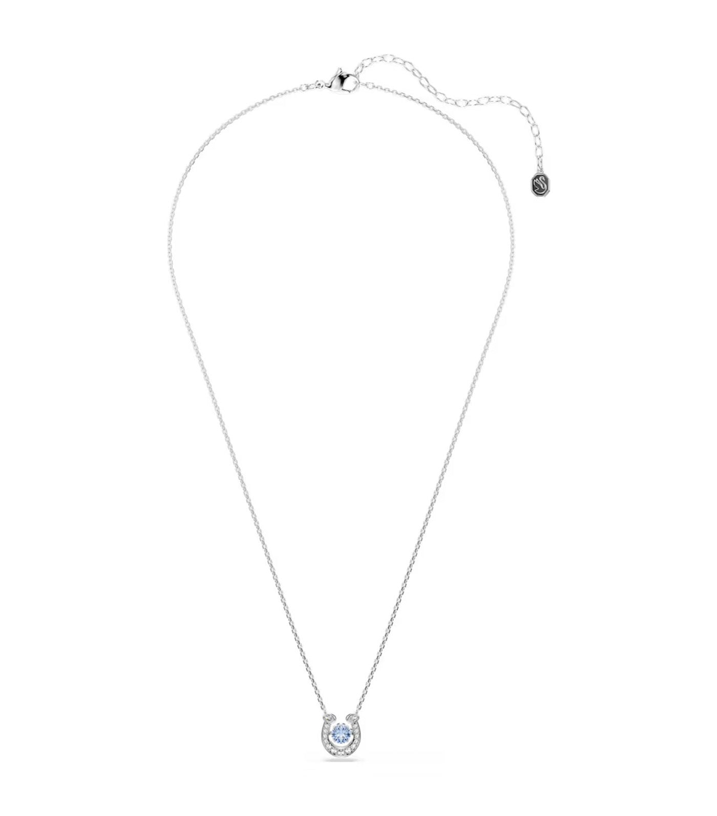 Symbolica Pendant Round Cut, Pavé, Horse Shoe, Rhodium Plated, Blue