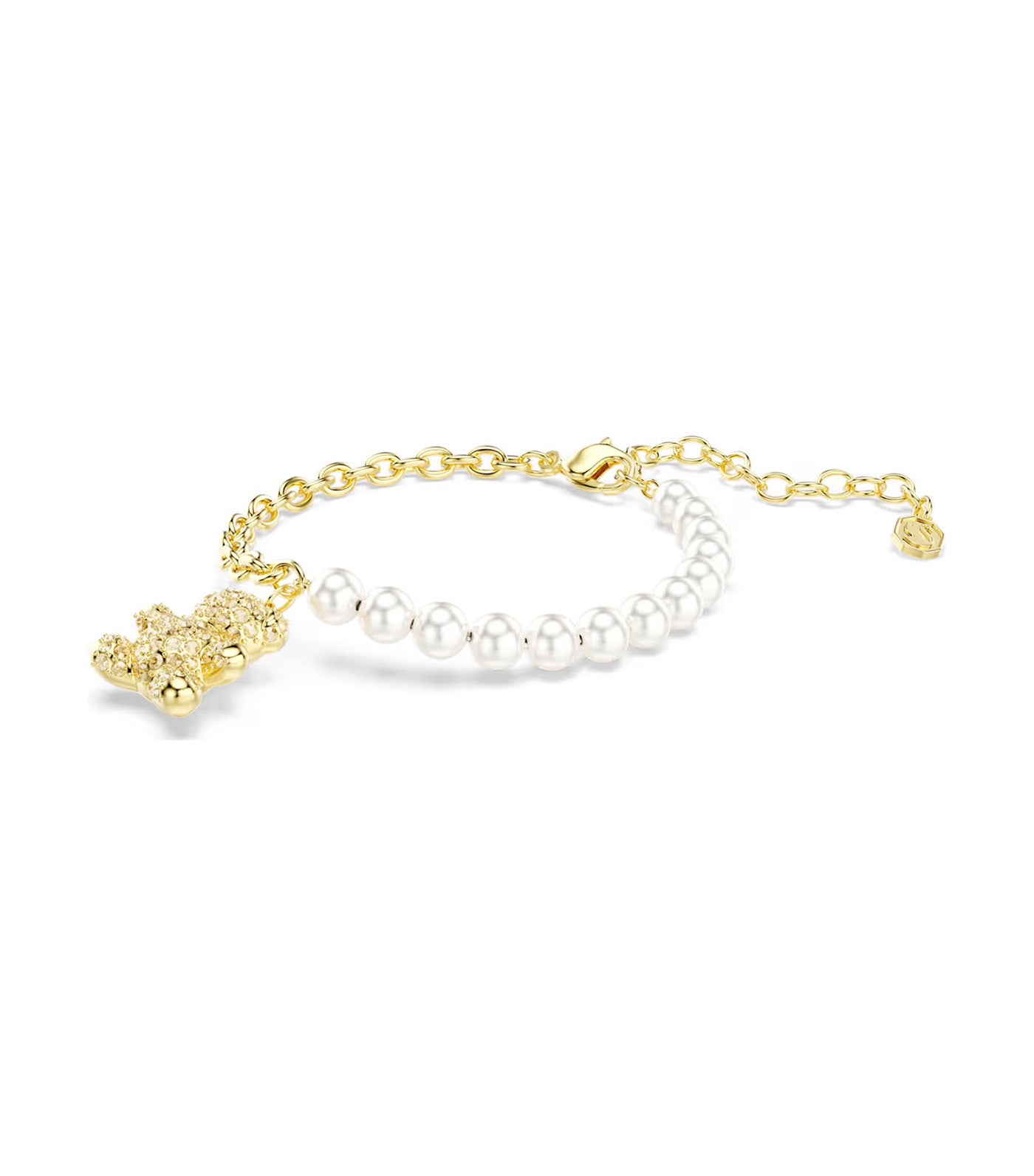 Idyllia Bracelet Crystal Pearl, Round Cut, Teddy, Gold-Tone Plated, Gold Tone