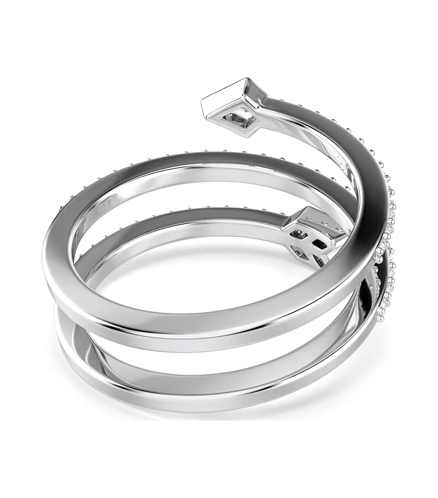 Idyllia Motif Ring Mixed Cuts, Arrow, White, Rhodium Plated