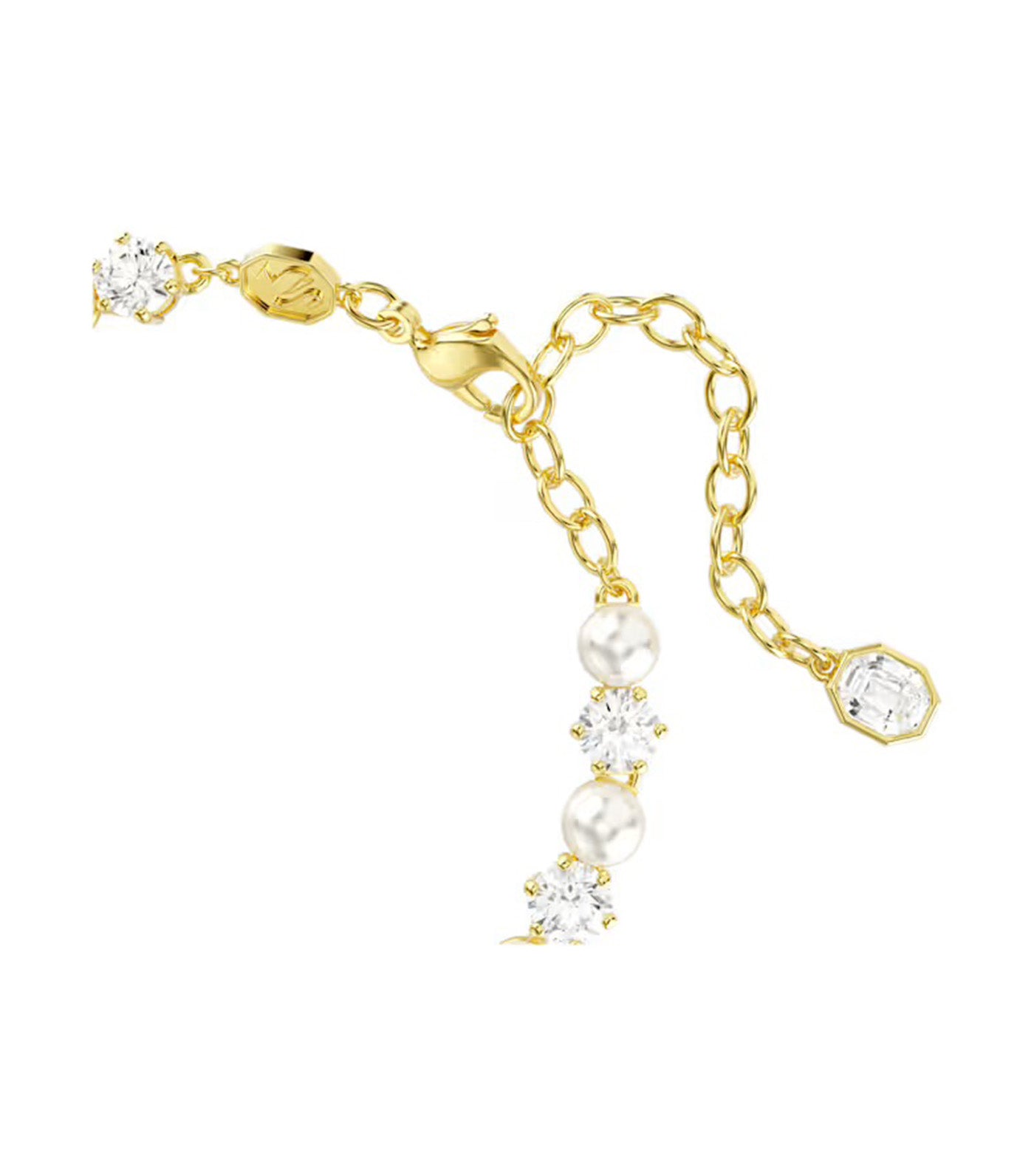 Matrix Tennis Bracelet Crystal Pearl, Round Cut, Gold-Tone Plated, White