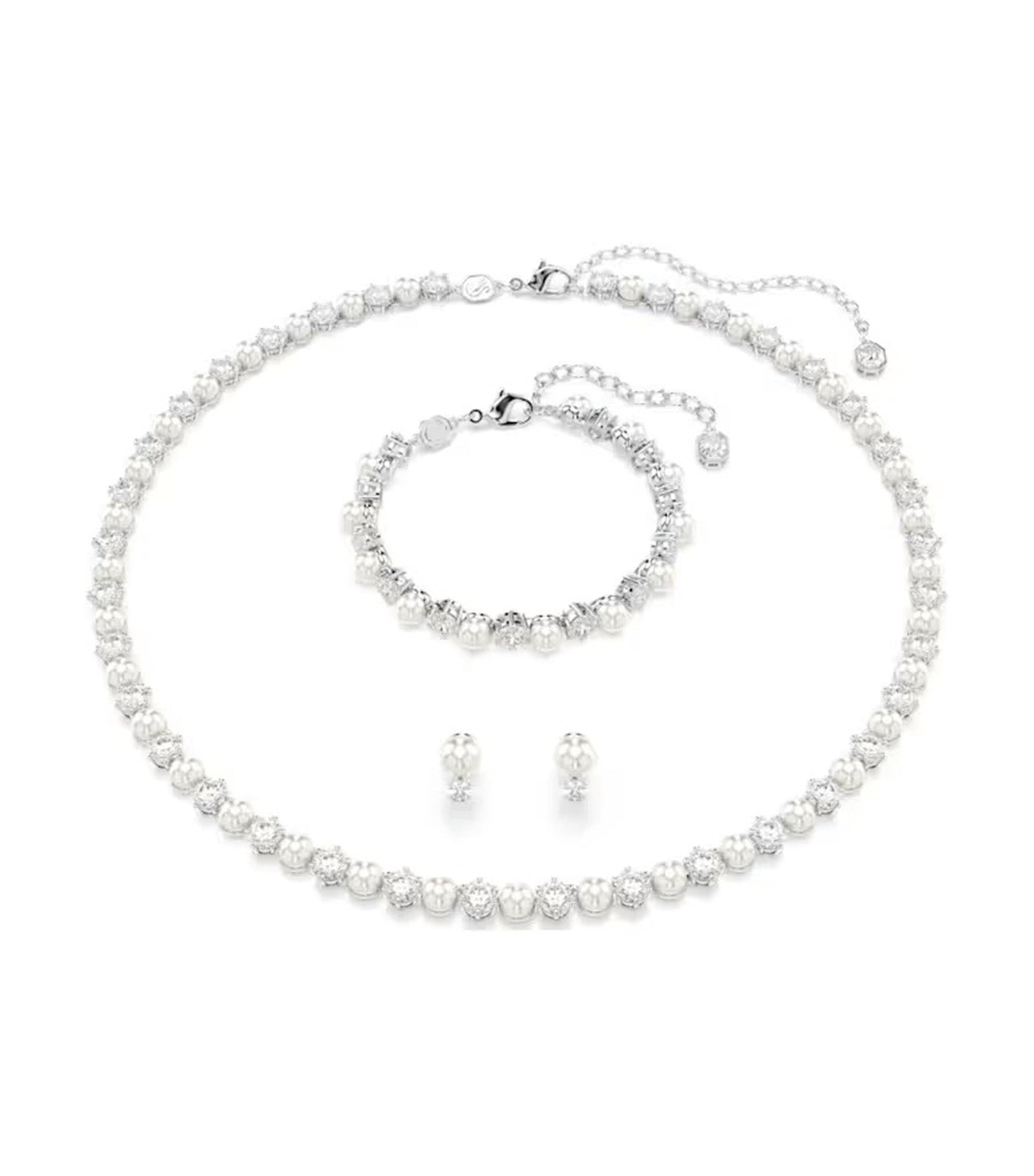 Matrix Set Crystal Pearl, Round Cut, Rhodium Plated, White