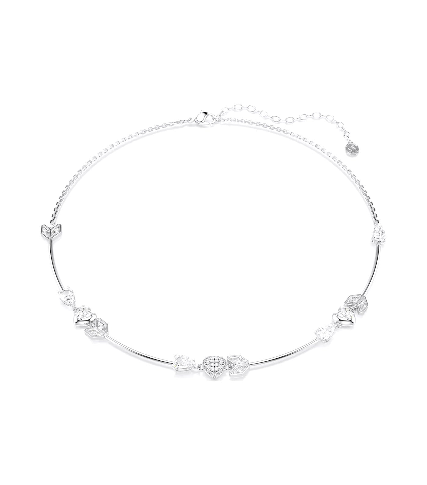 Idyllia Necklace Heart with Arrow, Rhodium Plated, White