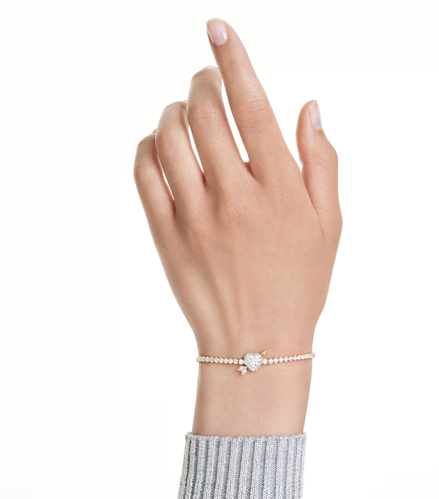 Idyllia Bracelet Mixed Cuts, Heart with Arrow, Gold-Tone Plated, White