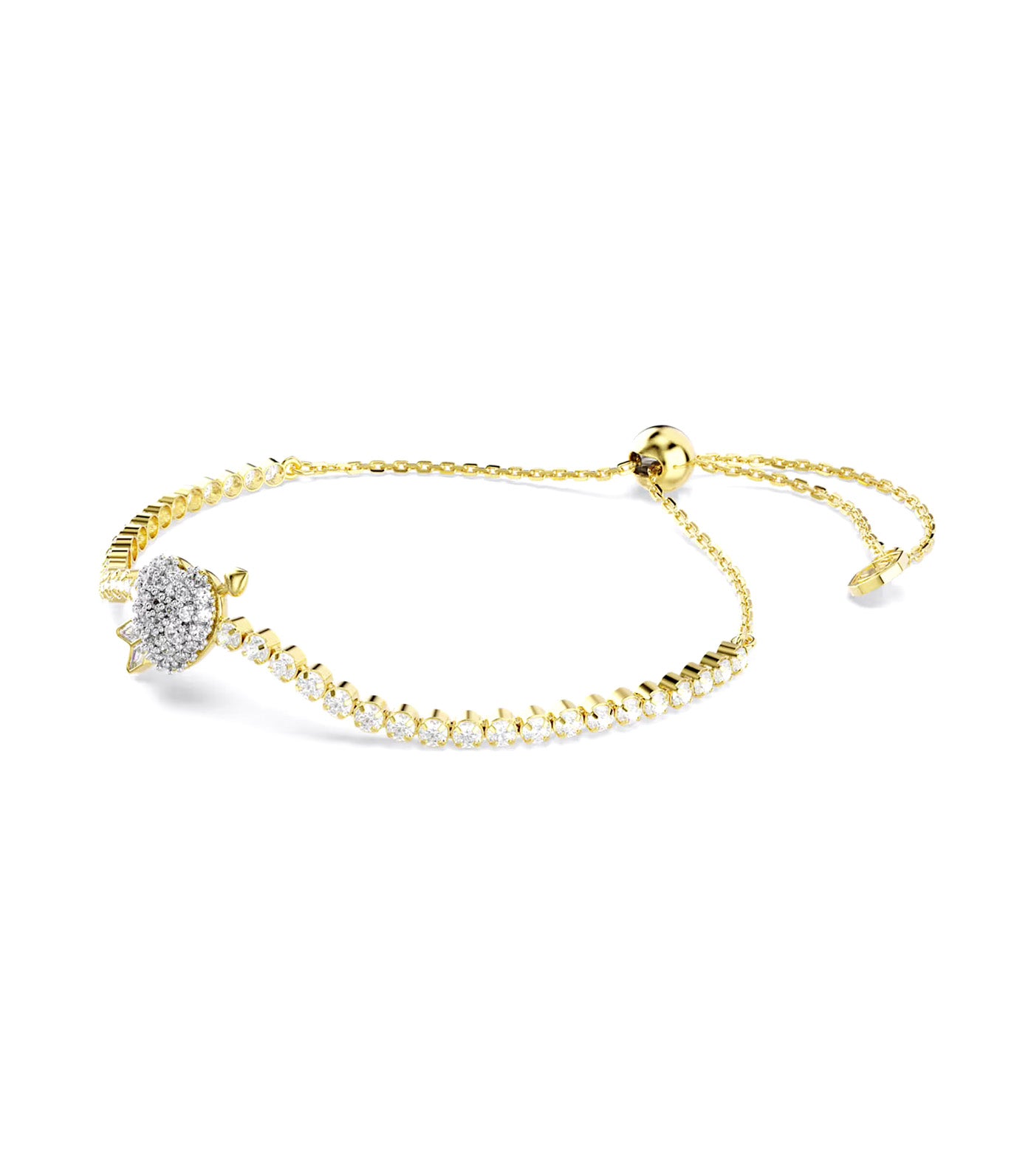 Idyllia Bracelet Mixed Cuts, Heart with Arrow, Gold-Tone Plated, White