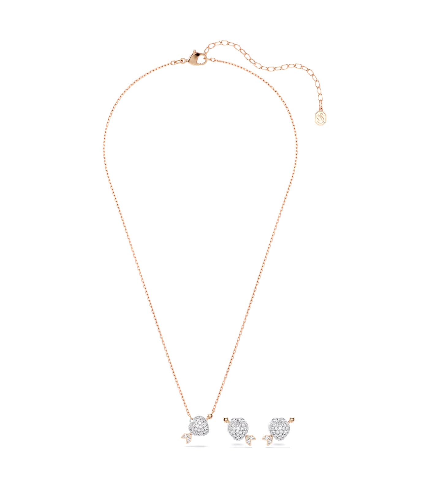 Idyllia set Mixed cuts, Heart with arrow, Rose gold-tone plated, White