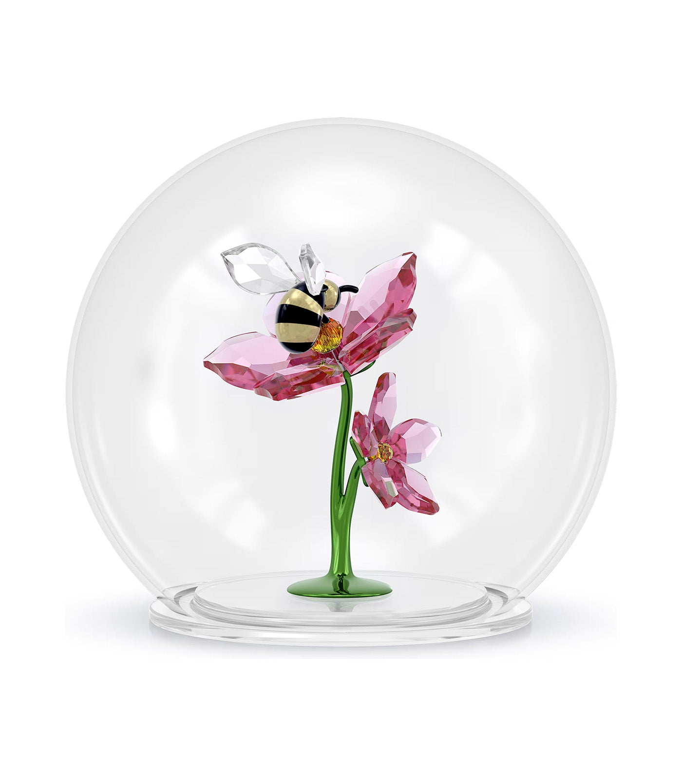 Idyllia Glass Ball Bee and Flowers Pink