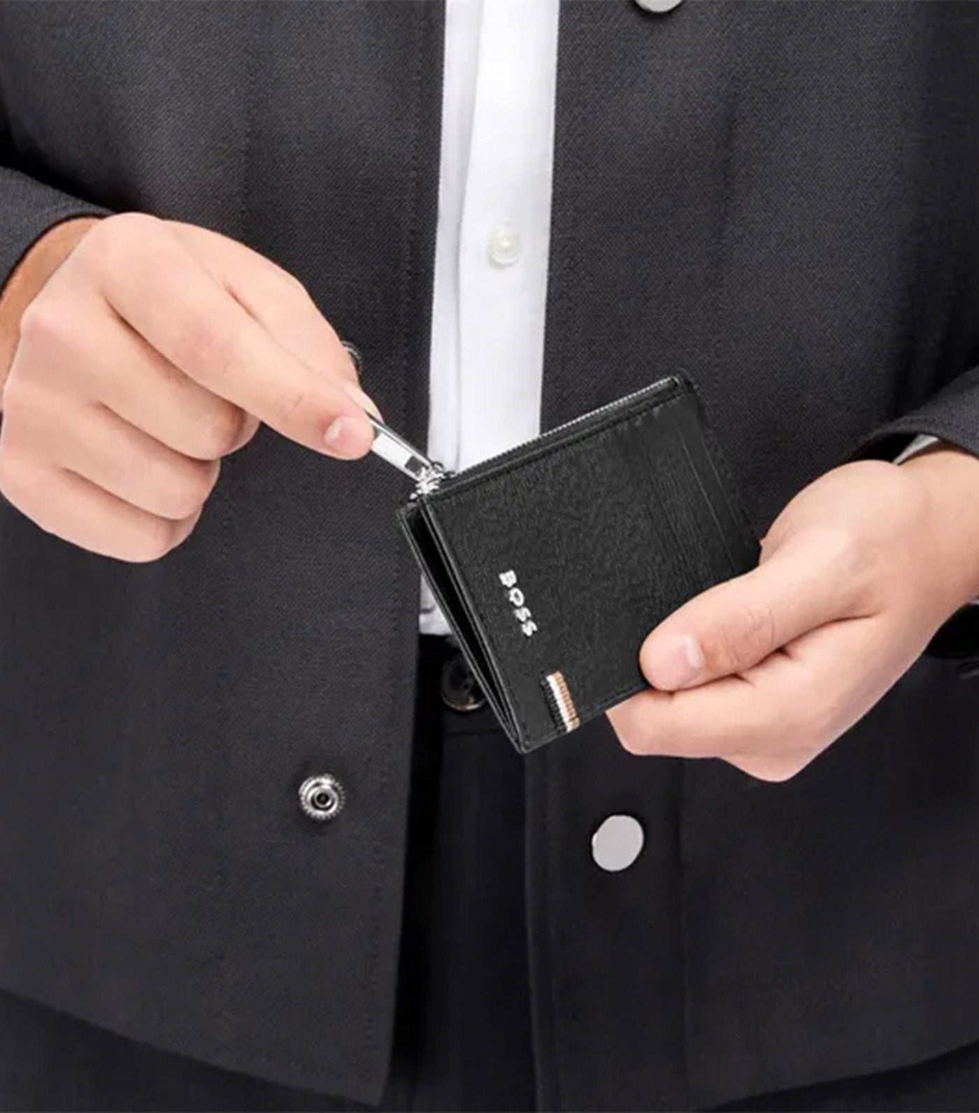 Hugo Boss Card Holder Zip Iconic Black