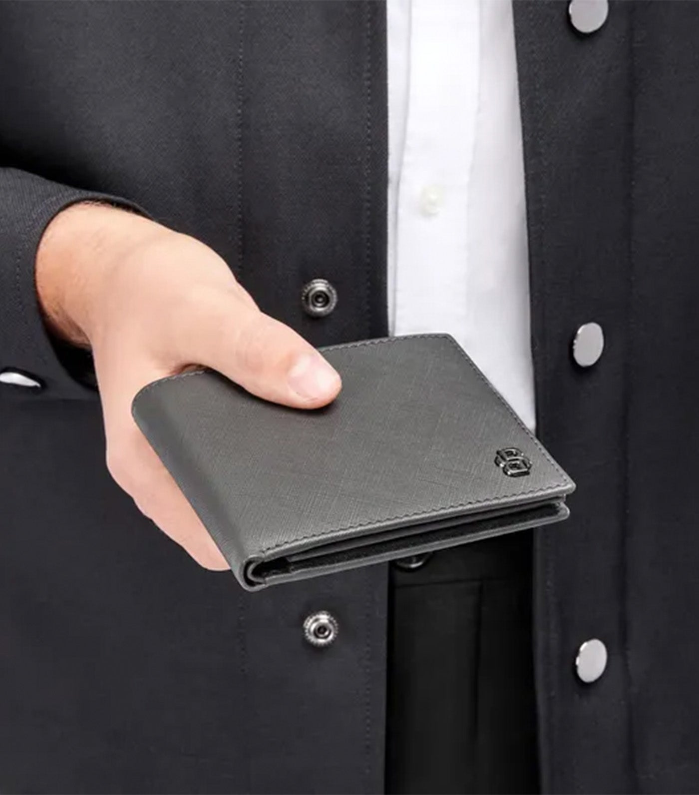 Card Wallet with Flap Double B Saffiano