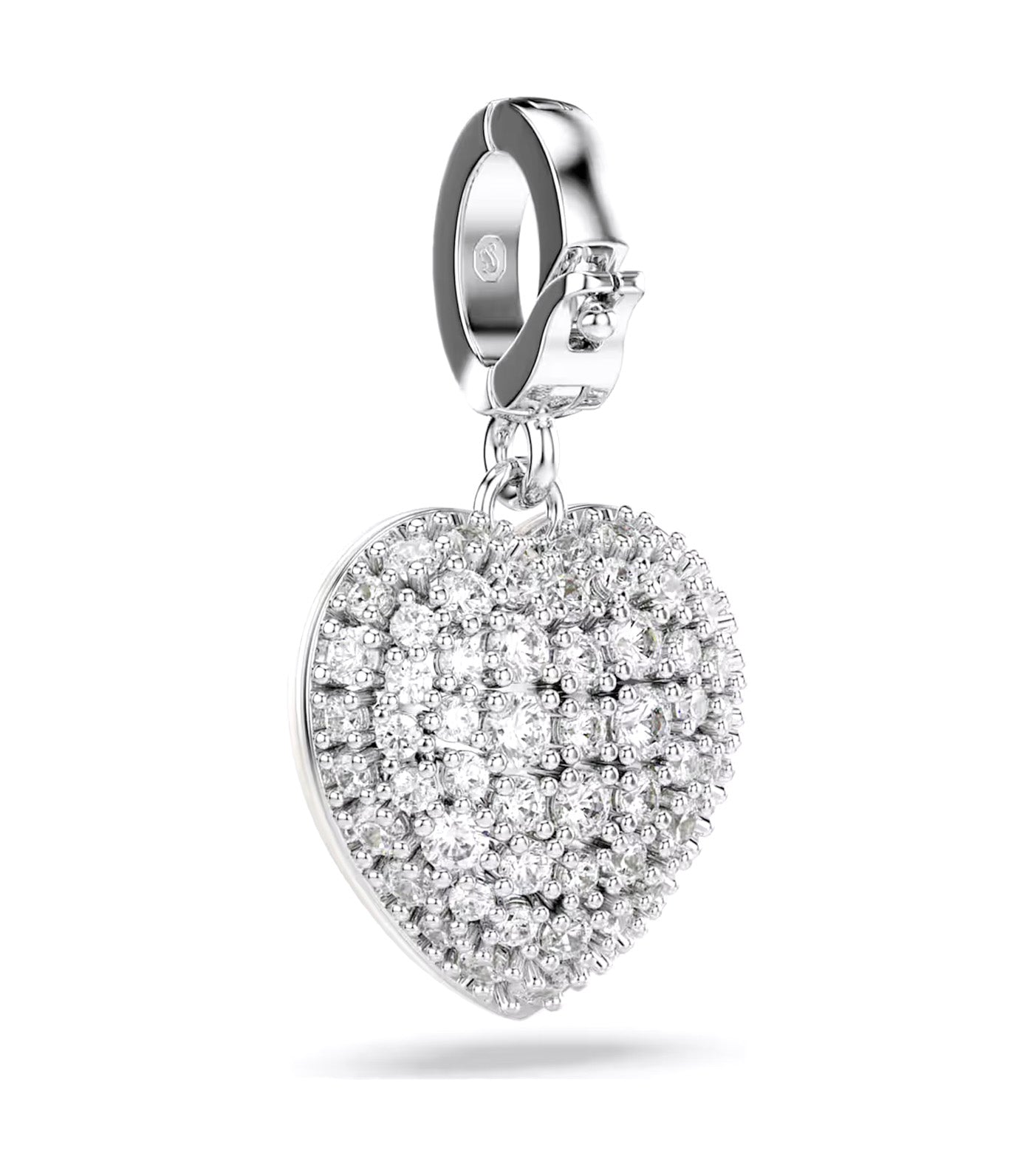 Idyllia Charm Mixed Cuts, Pearl-Colored Coating, Heart, Rhodium Plated, White