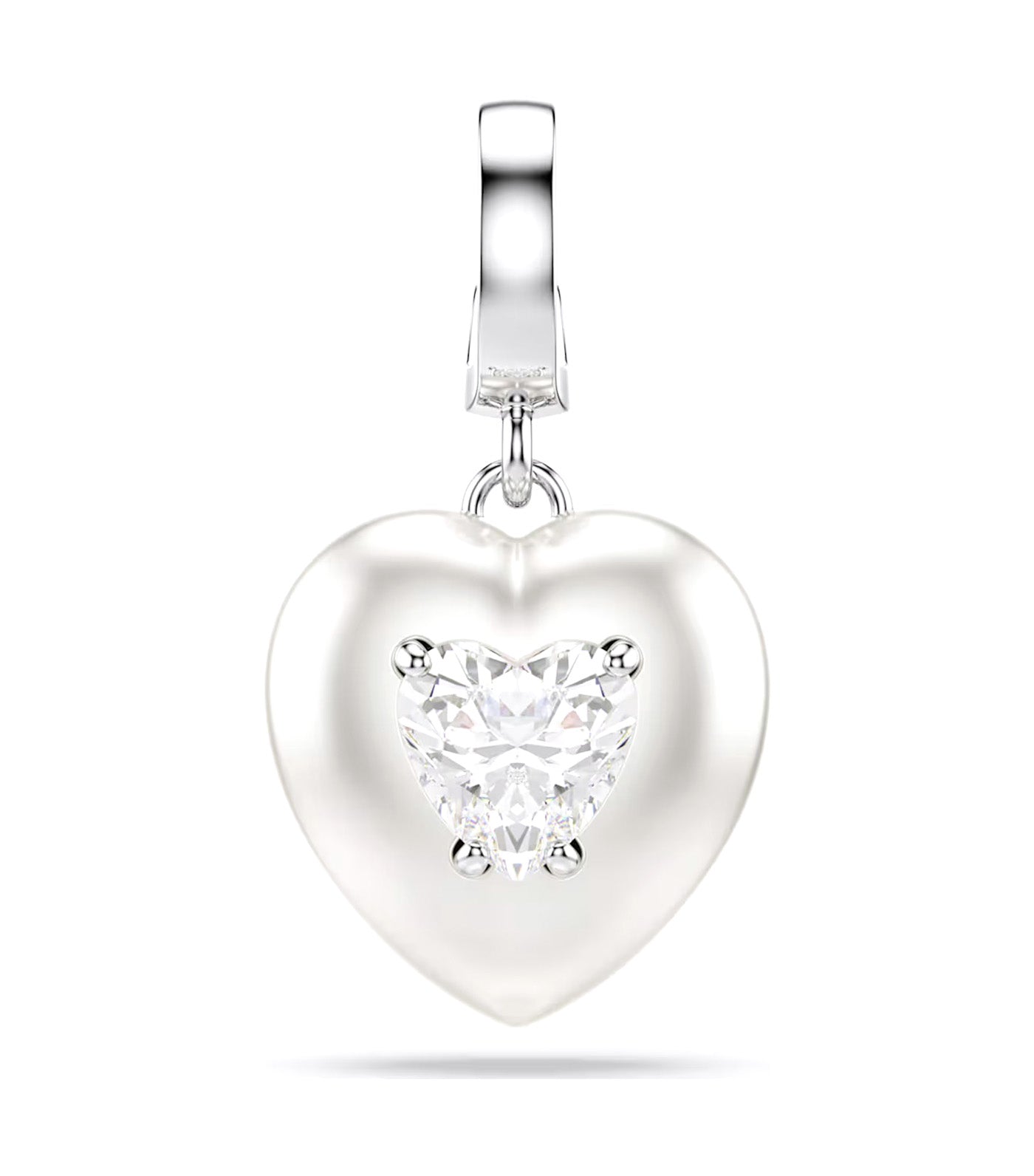 Idyllia Charm Mixed Cuts, Pearl-Colored Coating, Heart, Rhodium Plated, White